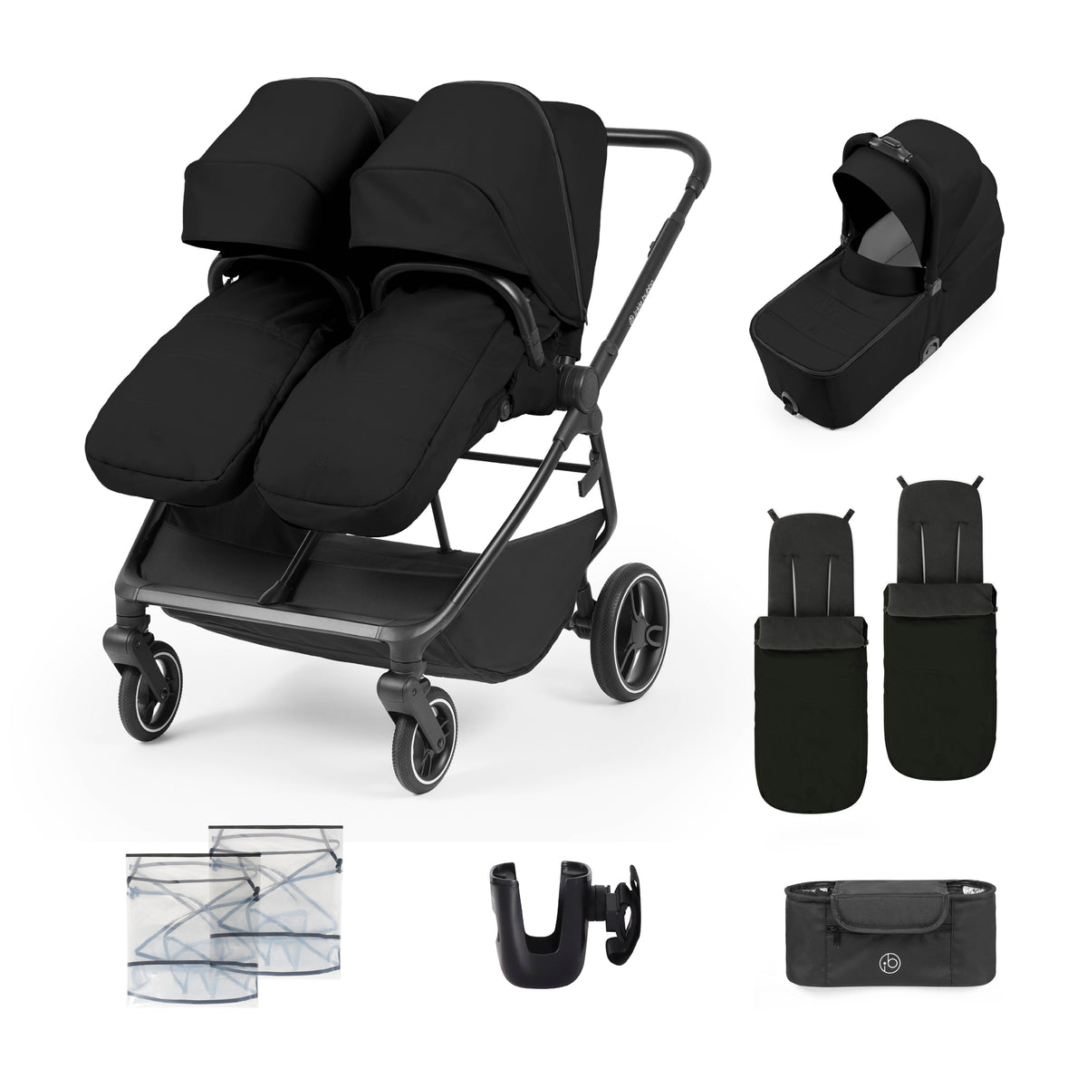 Ickle Bubba Altair Twin Stroller - Black
