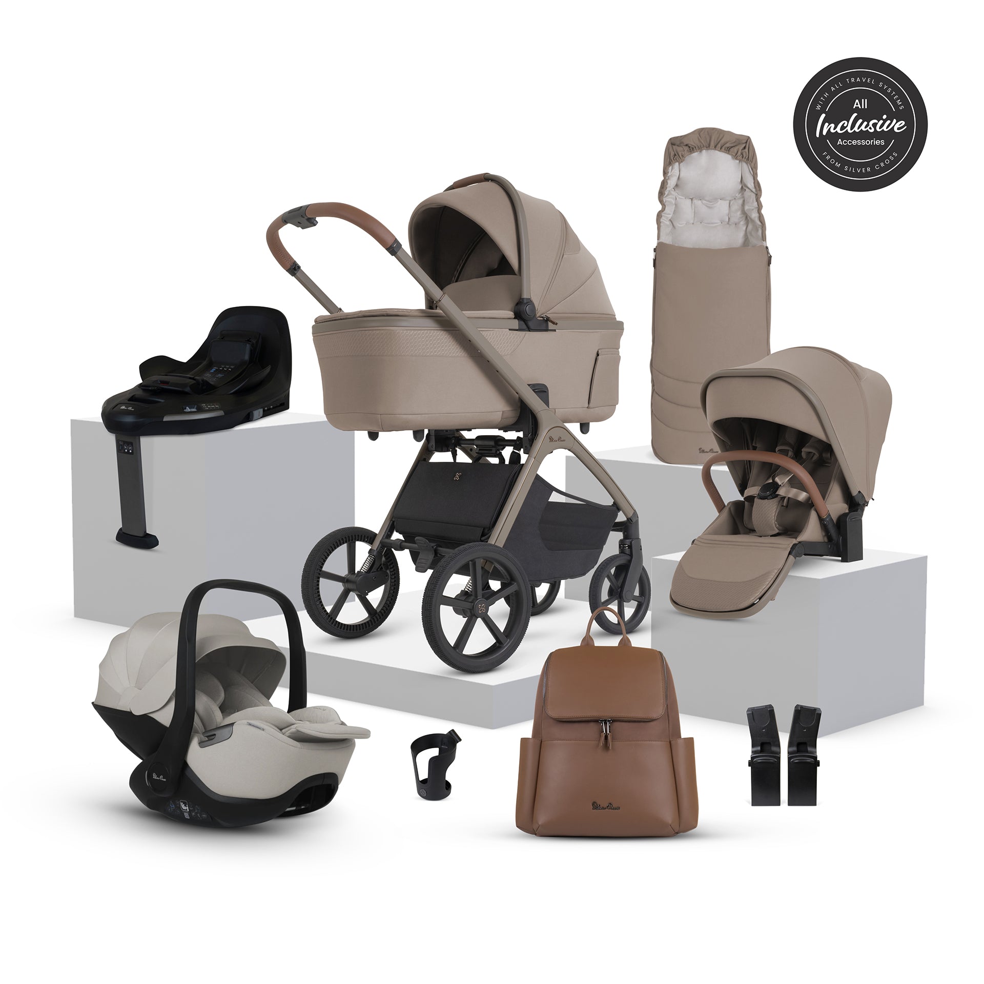 Silver Cross Cove 2 Ultimate Car Seat bundle in Champagne