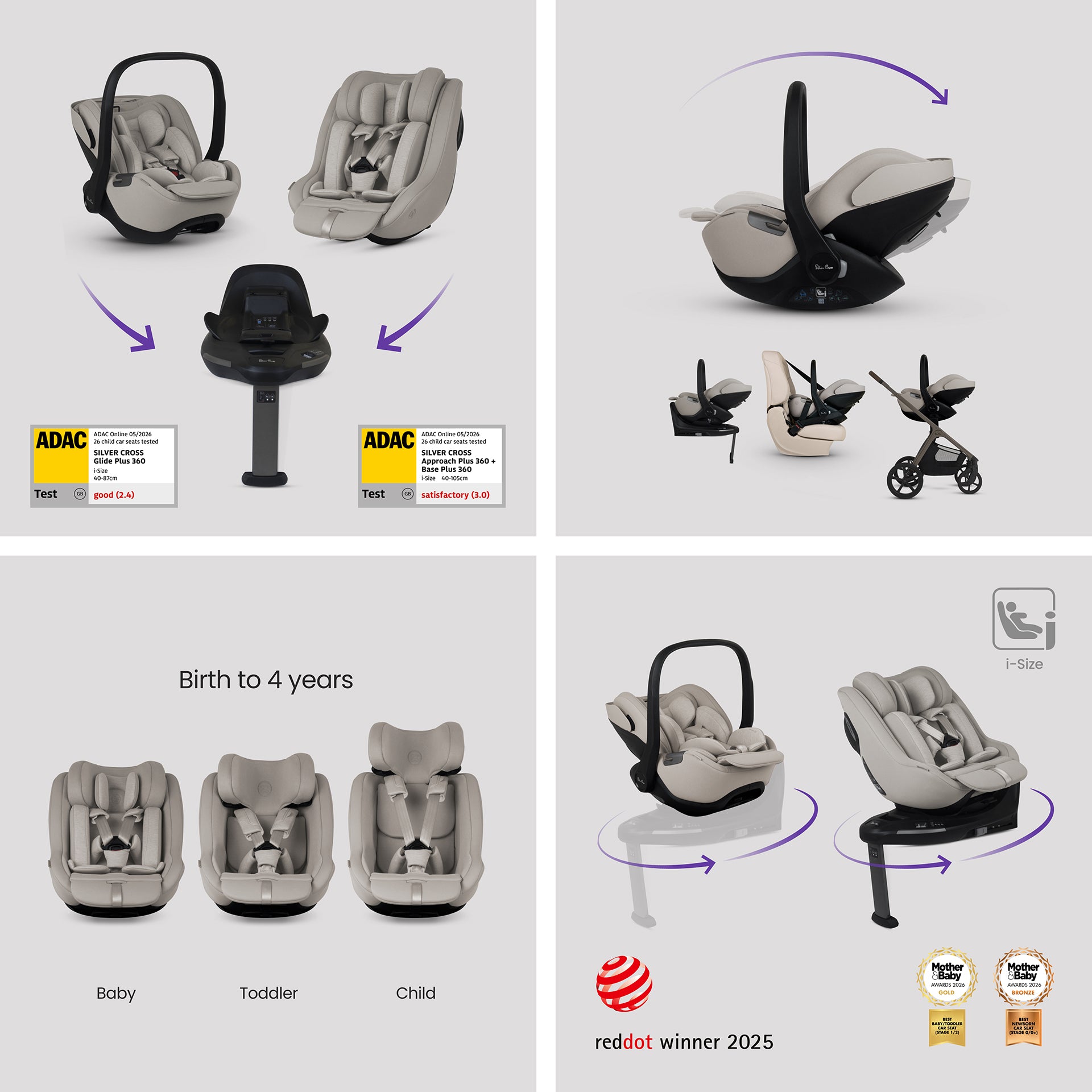 Silver Cross Cove 2 Ultimate 360 Family bundle in Champagne