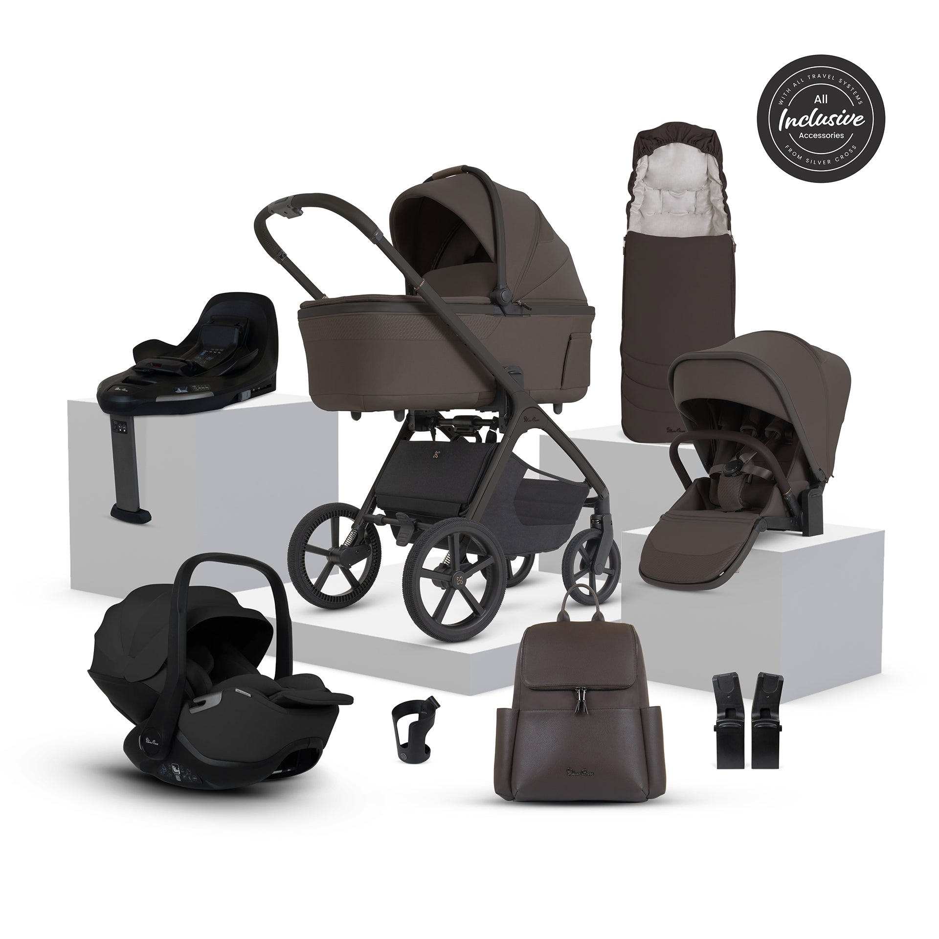 Silver Cross Cove 2 Ultimate Car Seat bundle in Chocolate