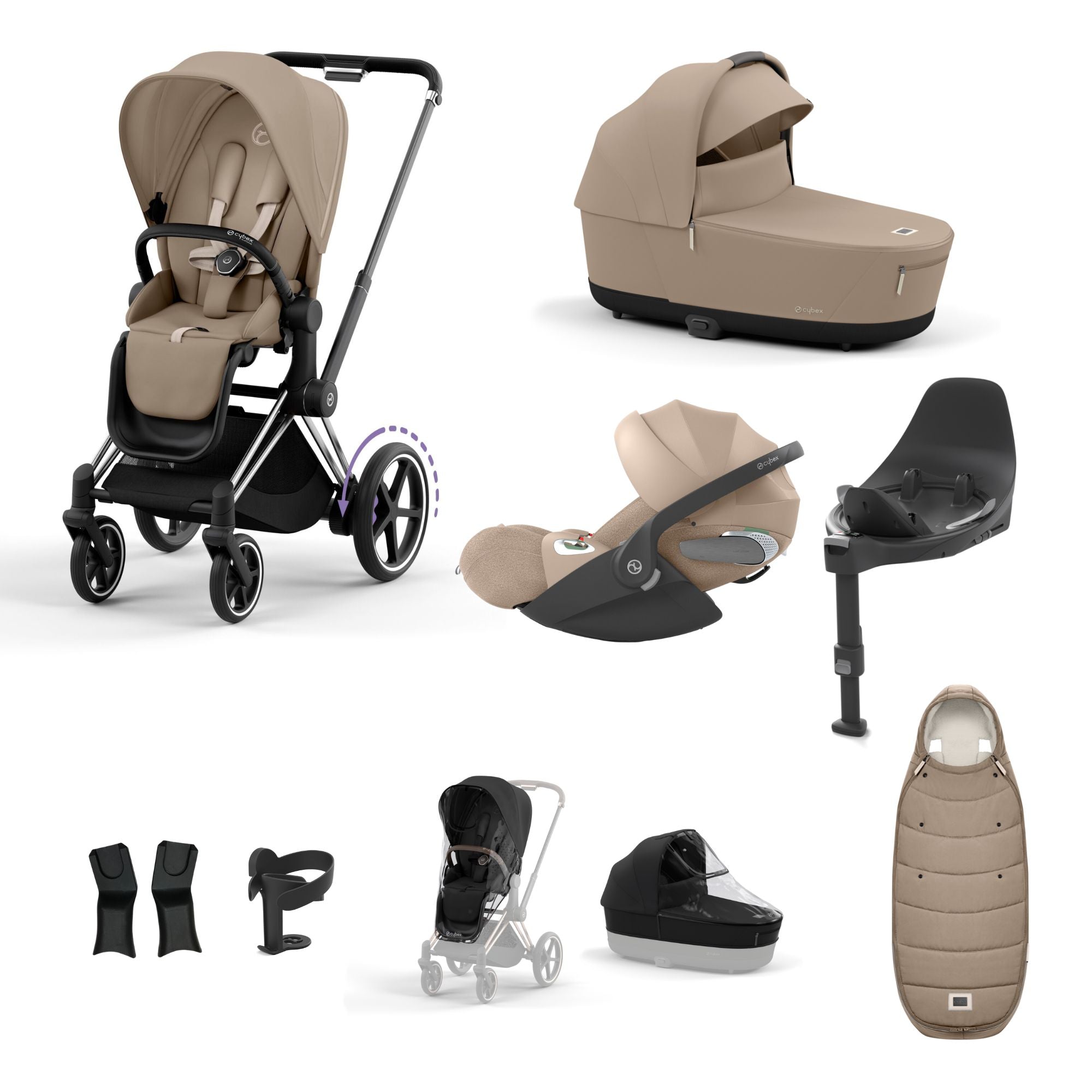 Cybex ePriam with Cloud T i-Size Travel System Bundle – Cosy Beige
