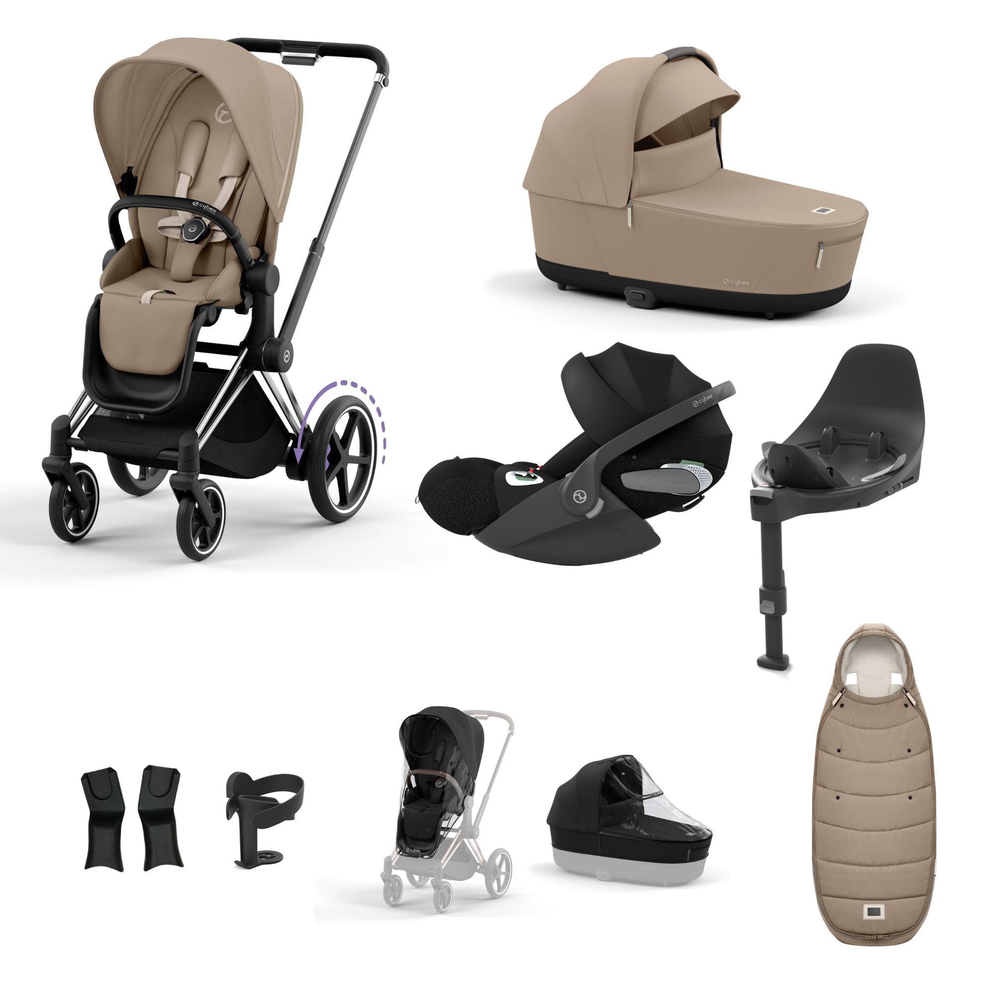 Cybex ePriam with Cloud T i-Size Travel System Bundle – Cosy Beige