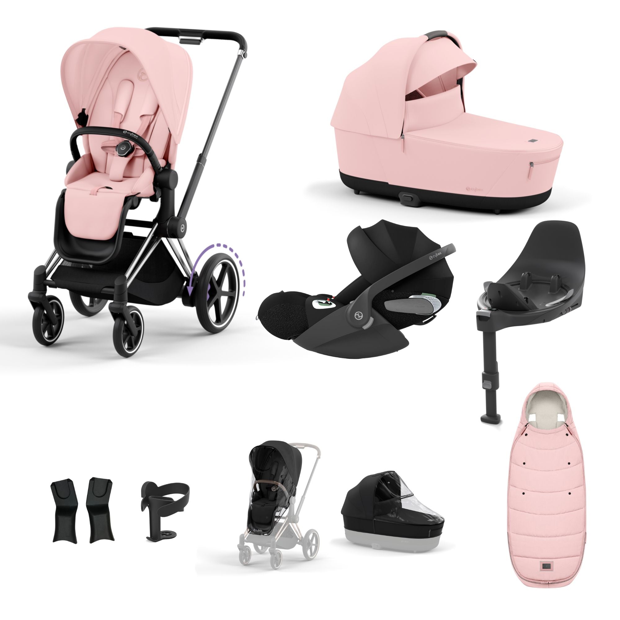 Cybex ePriam with Cloud T i-Size Travel System Bundle –  Peach Pink