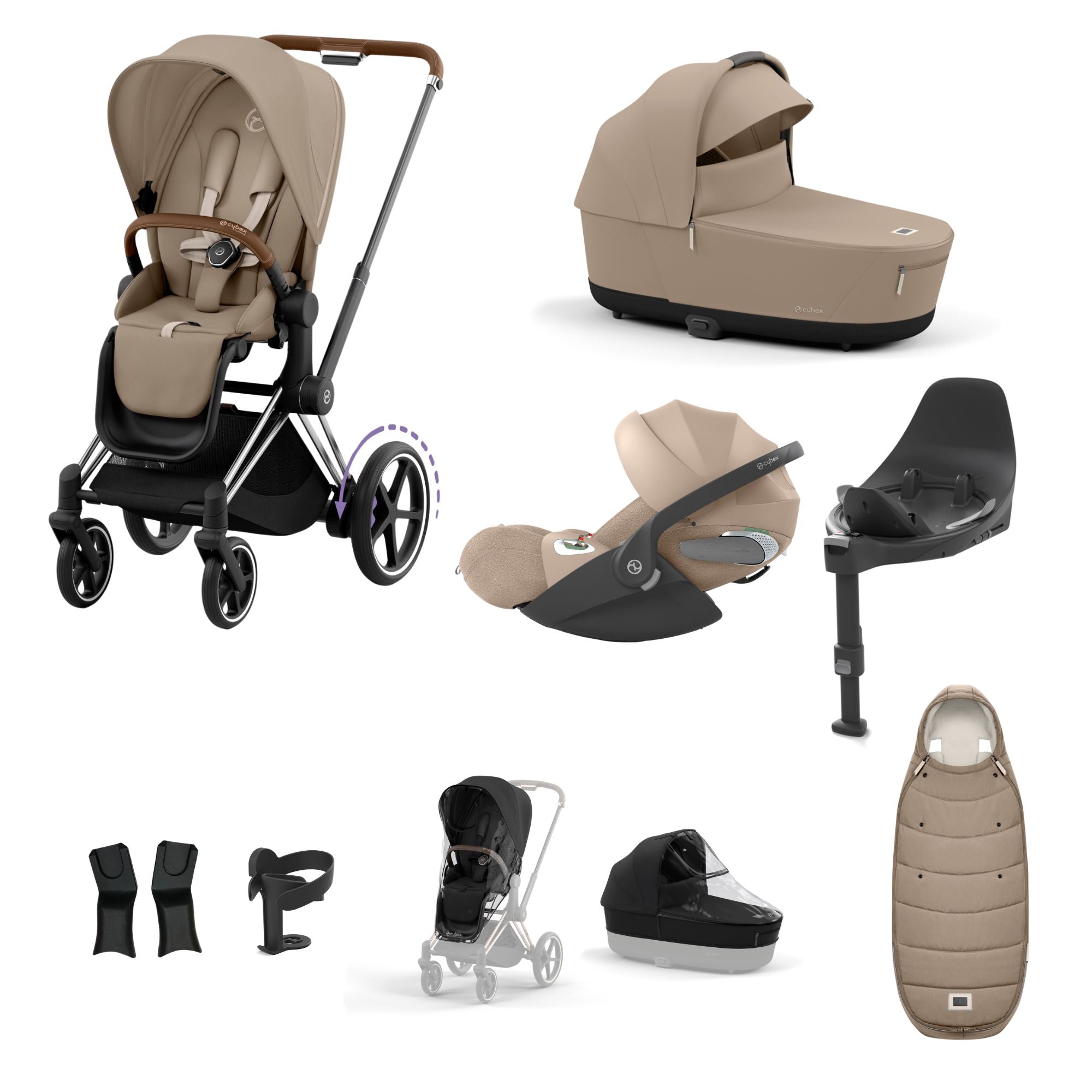 Cybex ePriam with Cloud T i-Size Travel System Bundle – Cosy Beige