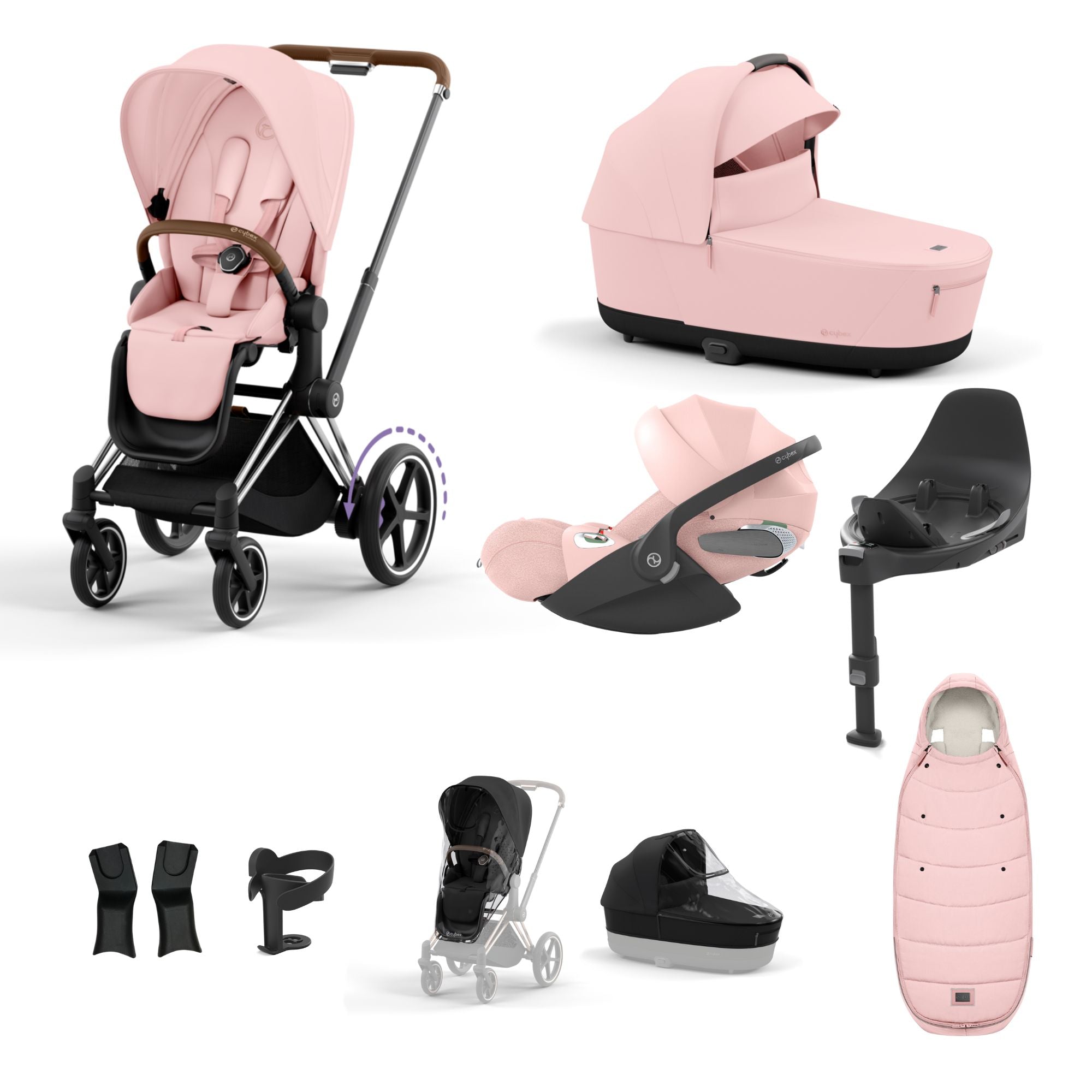 Cybex ePriam with Cloud T i-Size Travel System Bundle –  Peach Pink