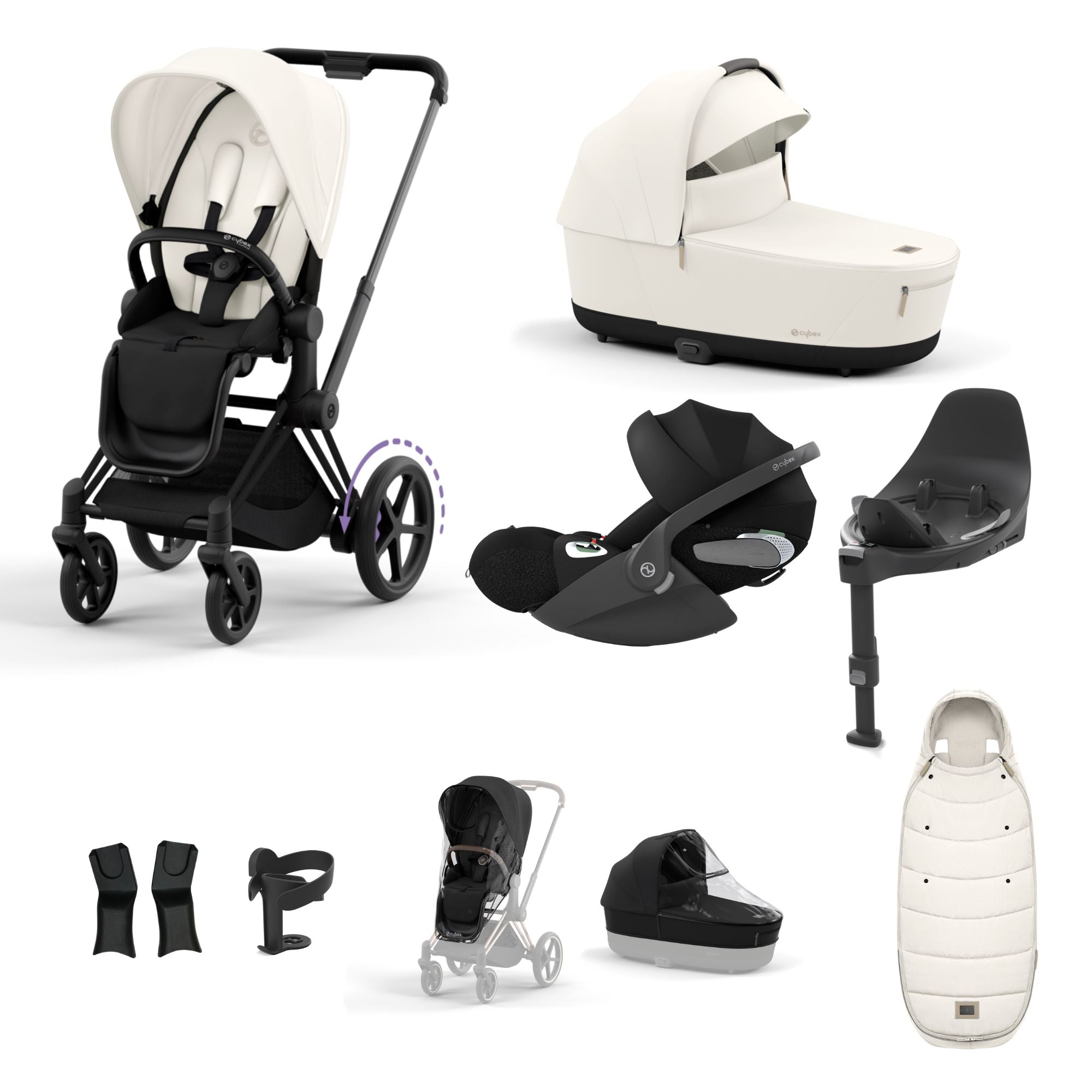 Cybex ePriam with Cloud T i-Size Travel System Bundle – Off White
