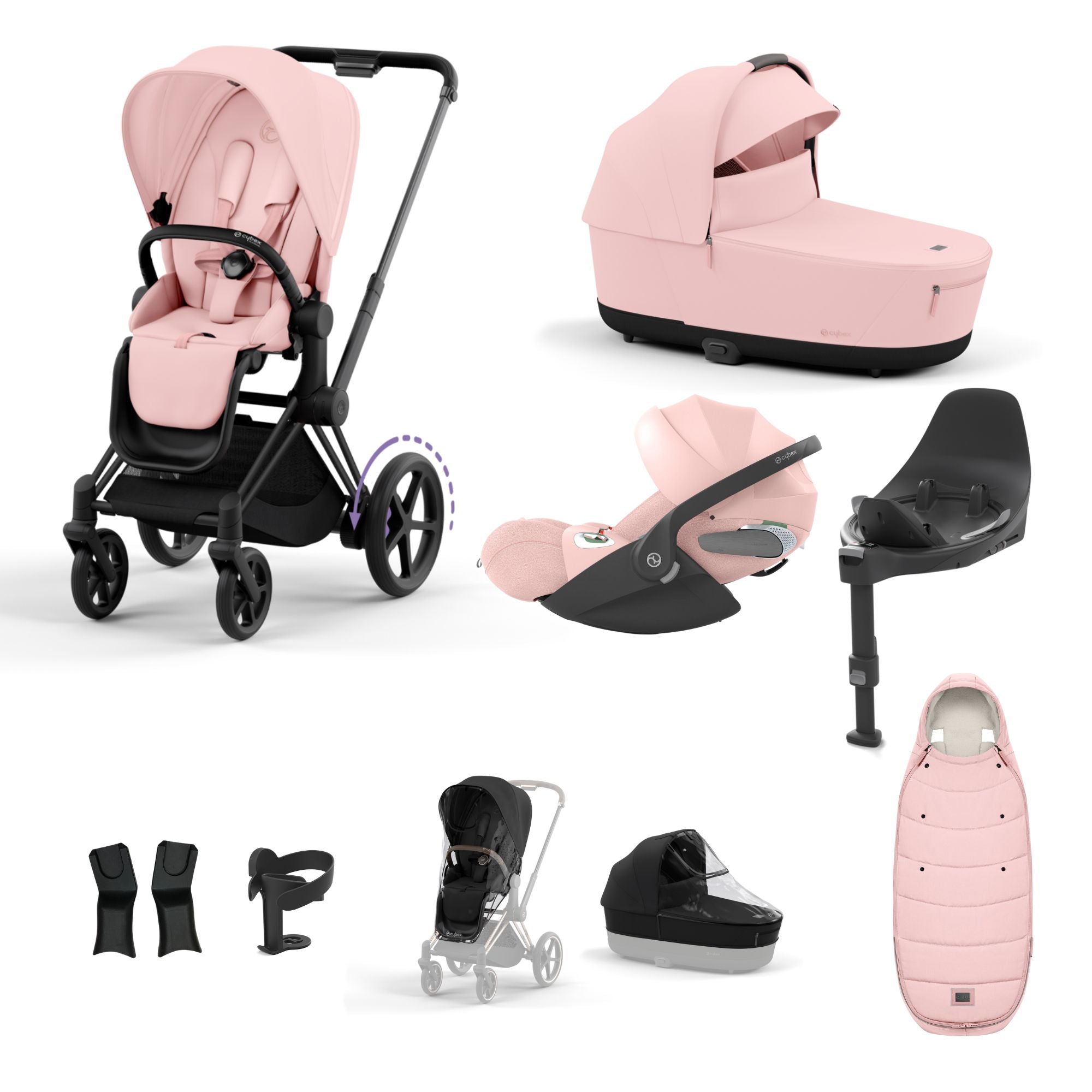 Cybex ePriam with Cloud T i-Size Travel System Bundle –  Peach Pink