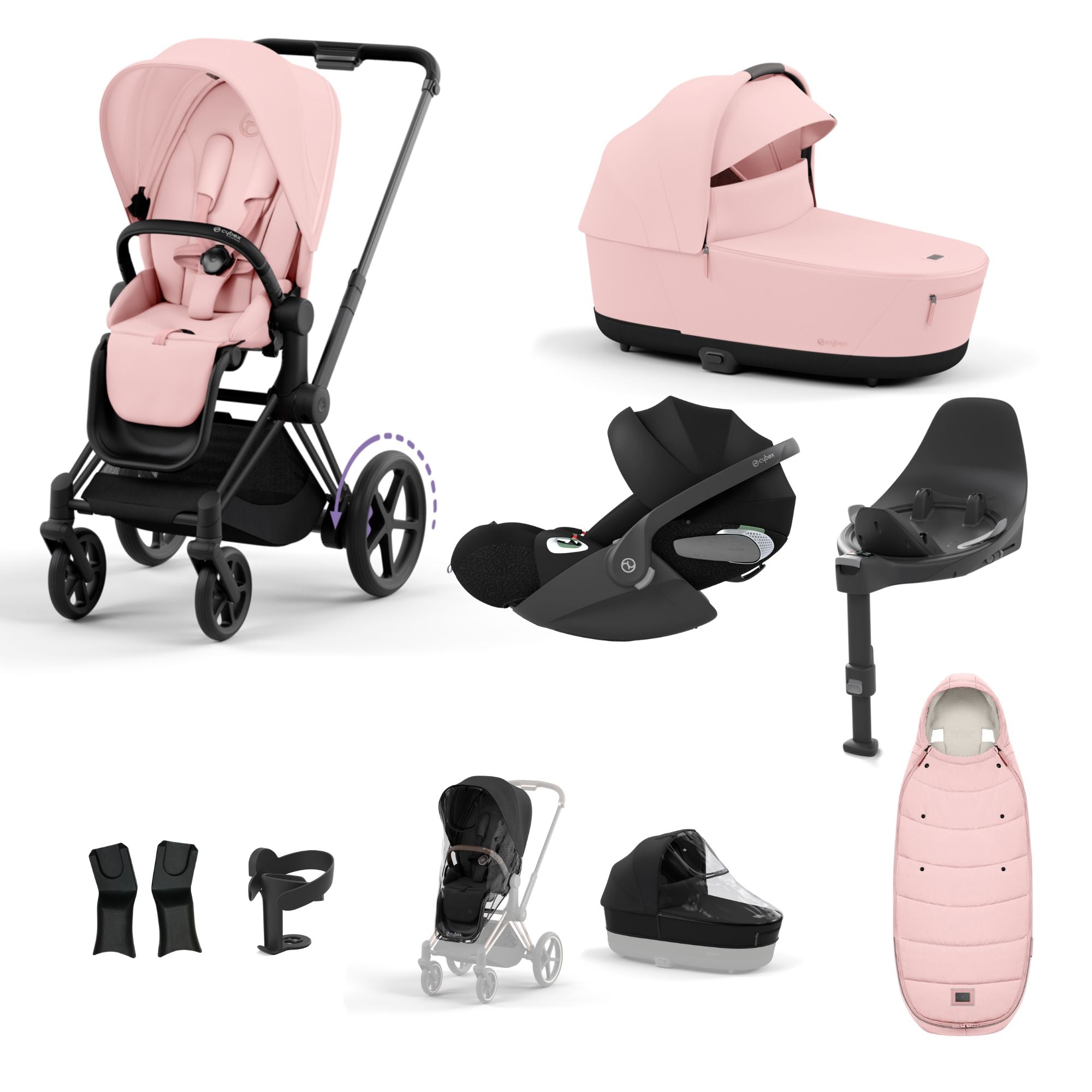 Cybex ePriam with Cloud T i-Size Travel System Bundle –  Peach Pink