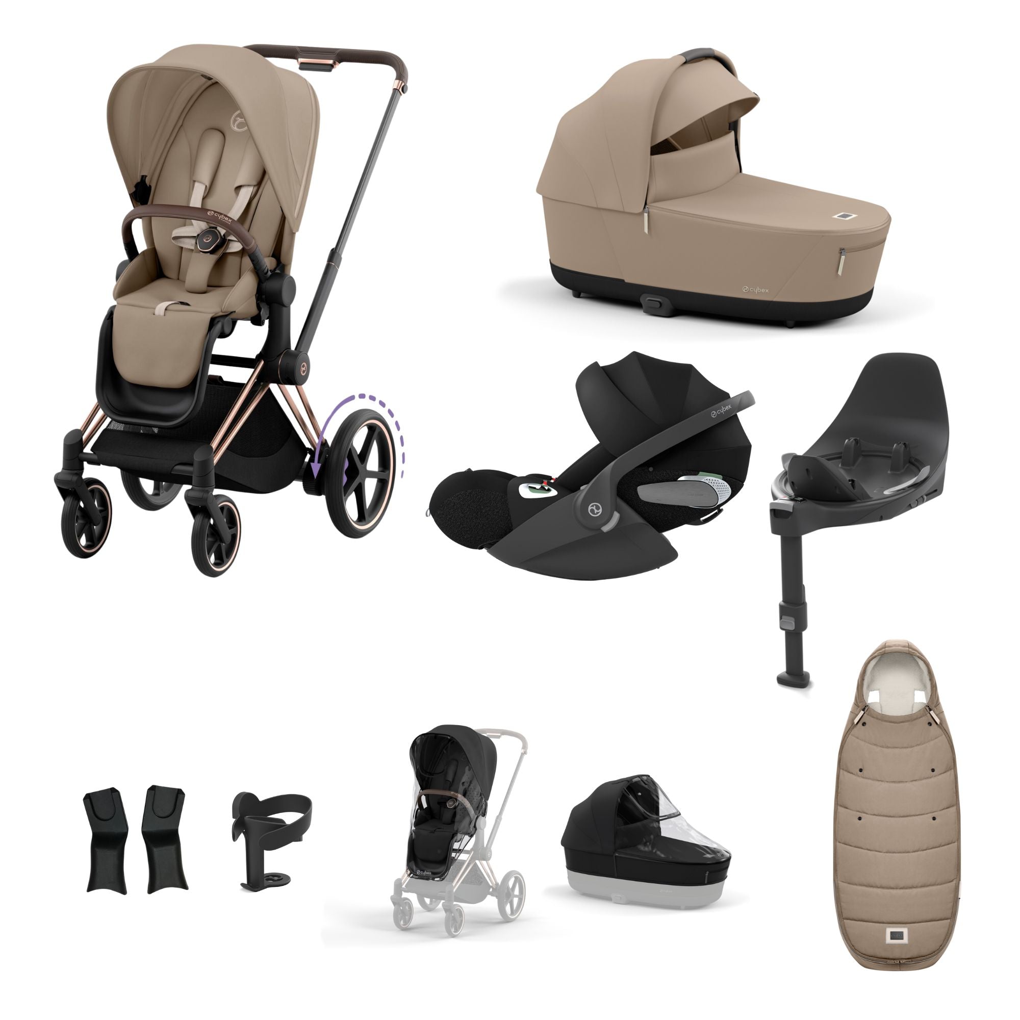 Cybex ePriam with Cloud T i-Size Travel System Bundle – Cosy Beige