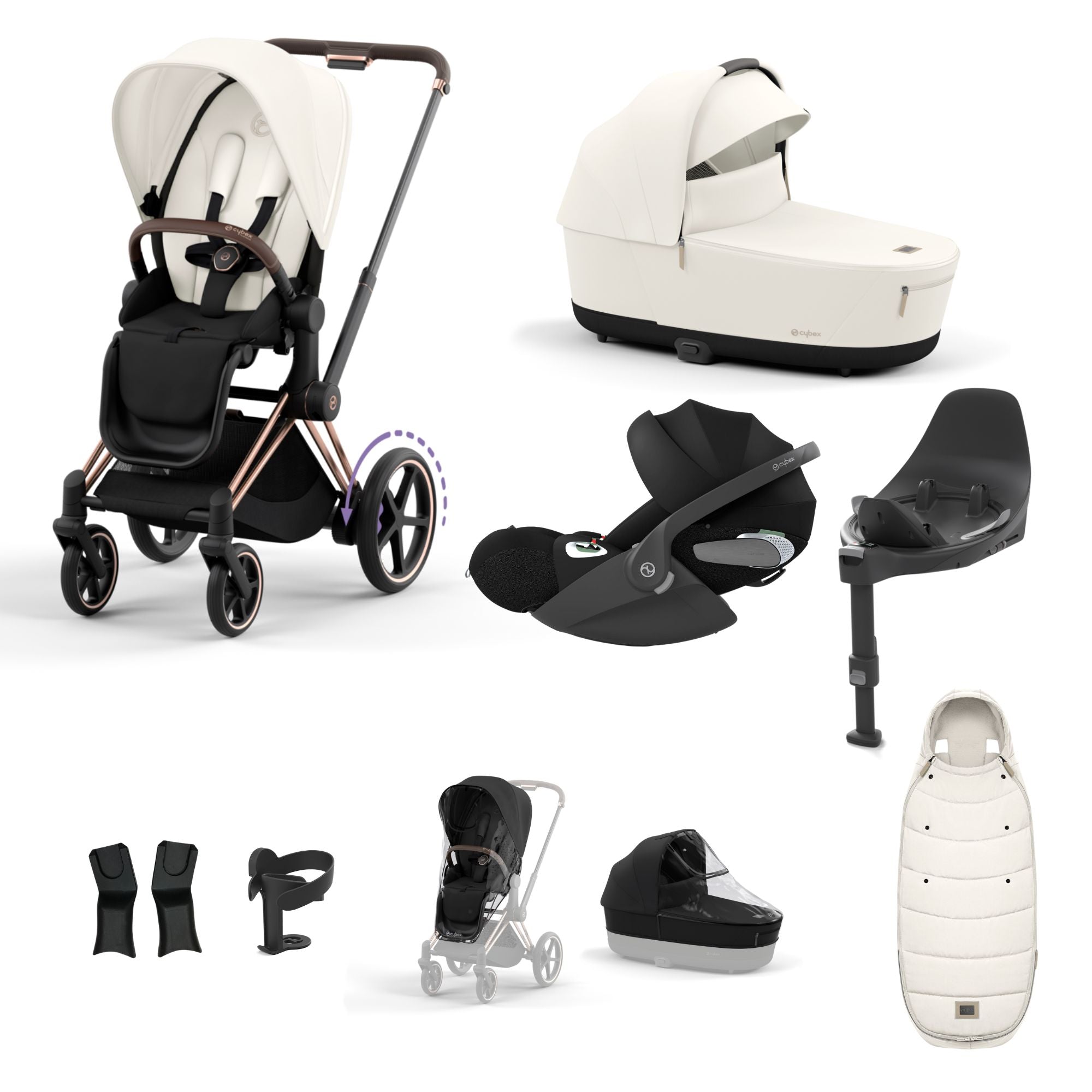 Cybex ePriam with Cloud T i-Size Travel System Bundle – Off White