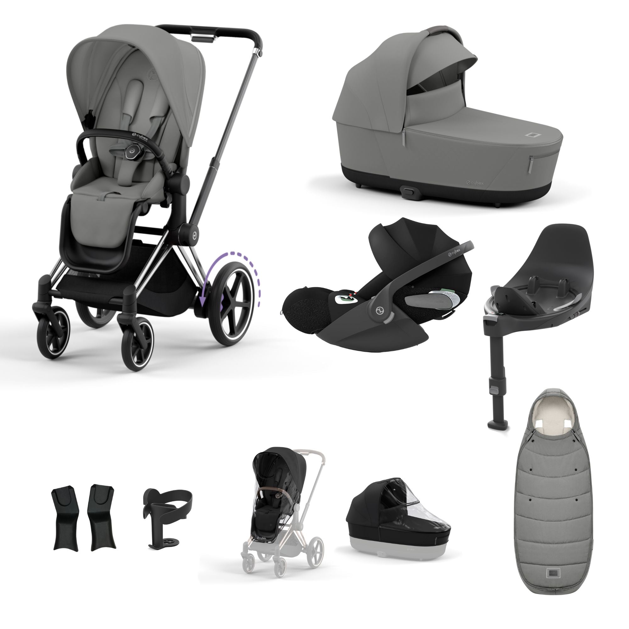 Cybex ePriam with Cloud T i-Size Travel System Bundle – Mirage Grey