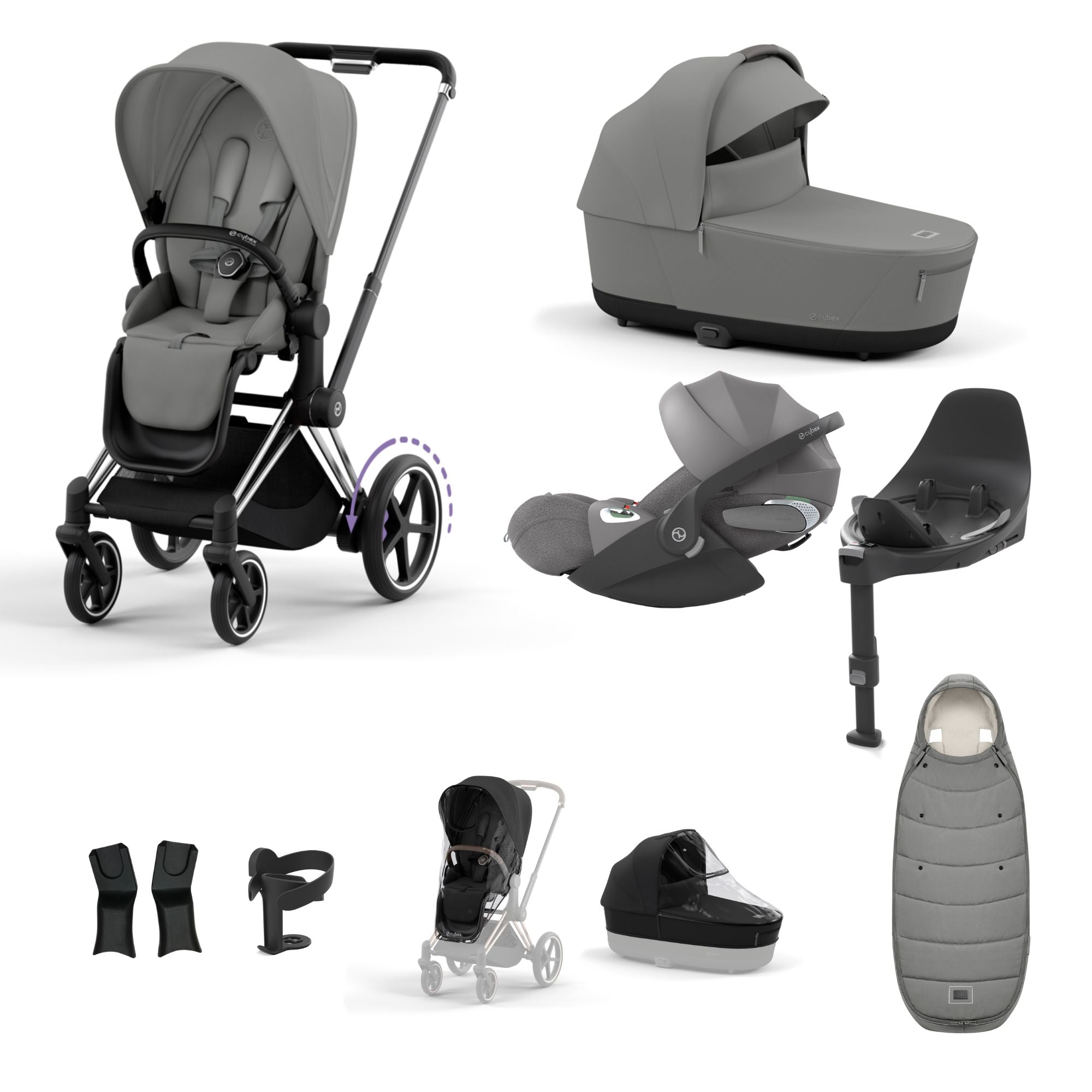 Cybex ePriam with Cloud T i-Size Travel System Bundle – Mirage Grey