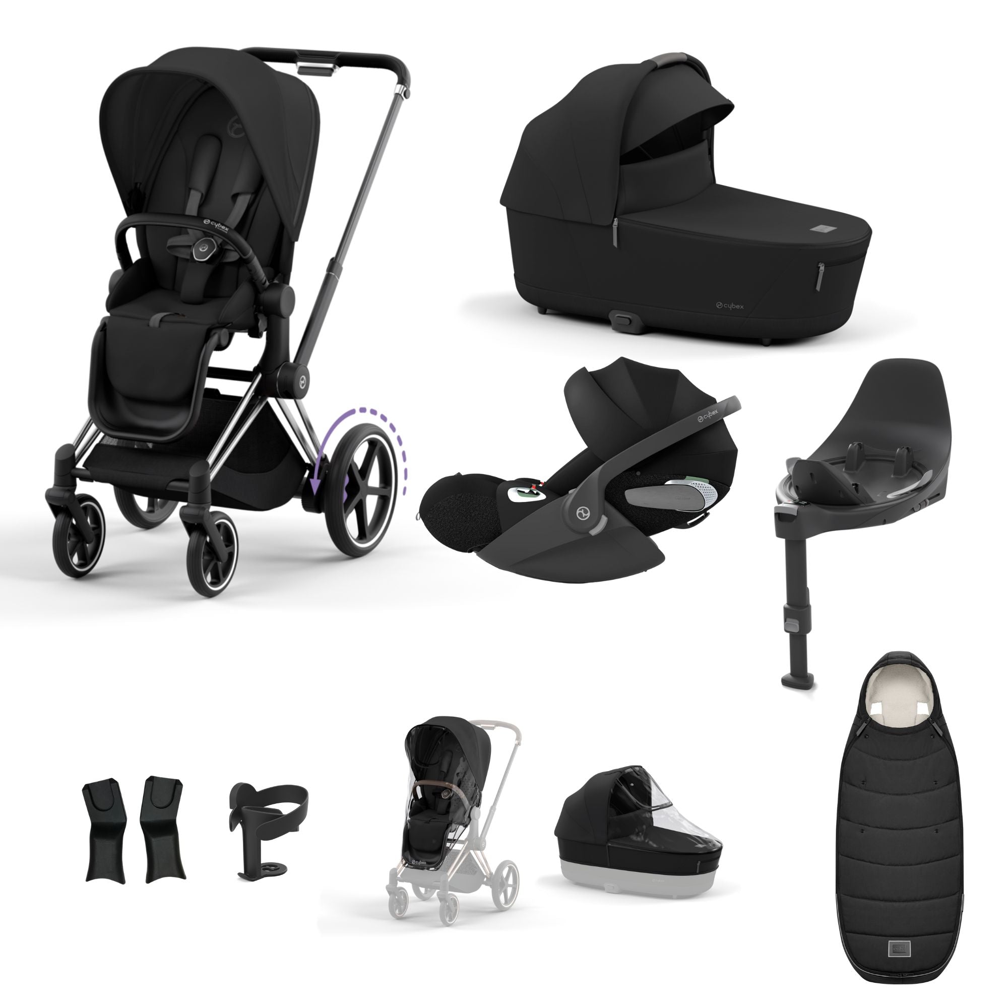 Cybex ePriam with Cloud T i-Size Travel System Bundle – Sepia Black