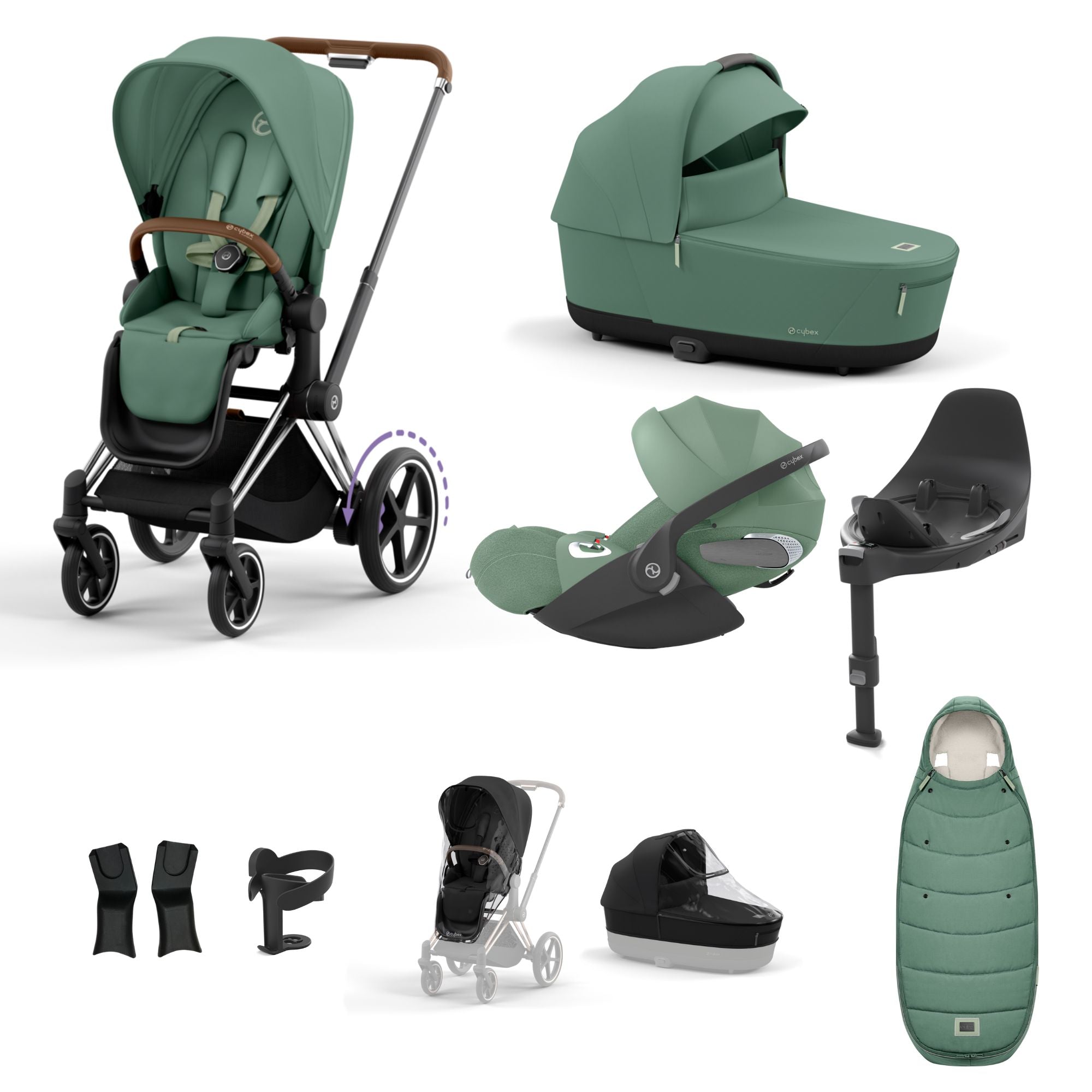 Cybex ePriam with Cloud T i-Size Travel System Bundle –  Leaf Green