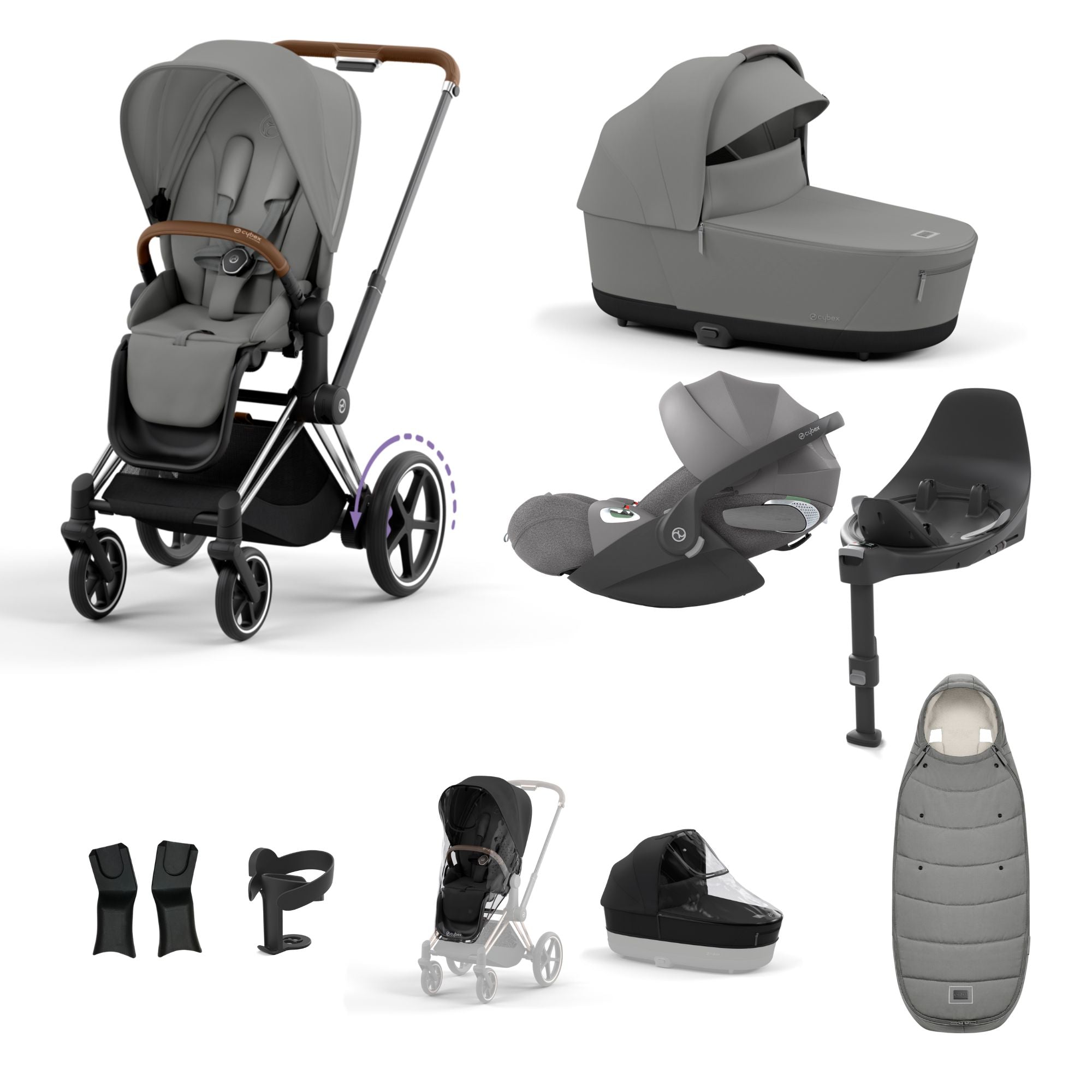 Cybex ePriam with Cloud T i-Size Travel System Bundle – Mirage Grey