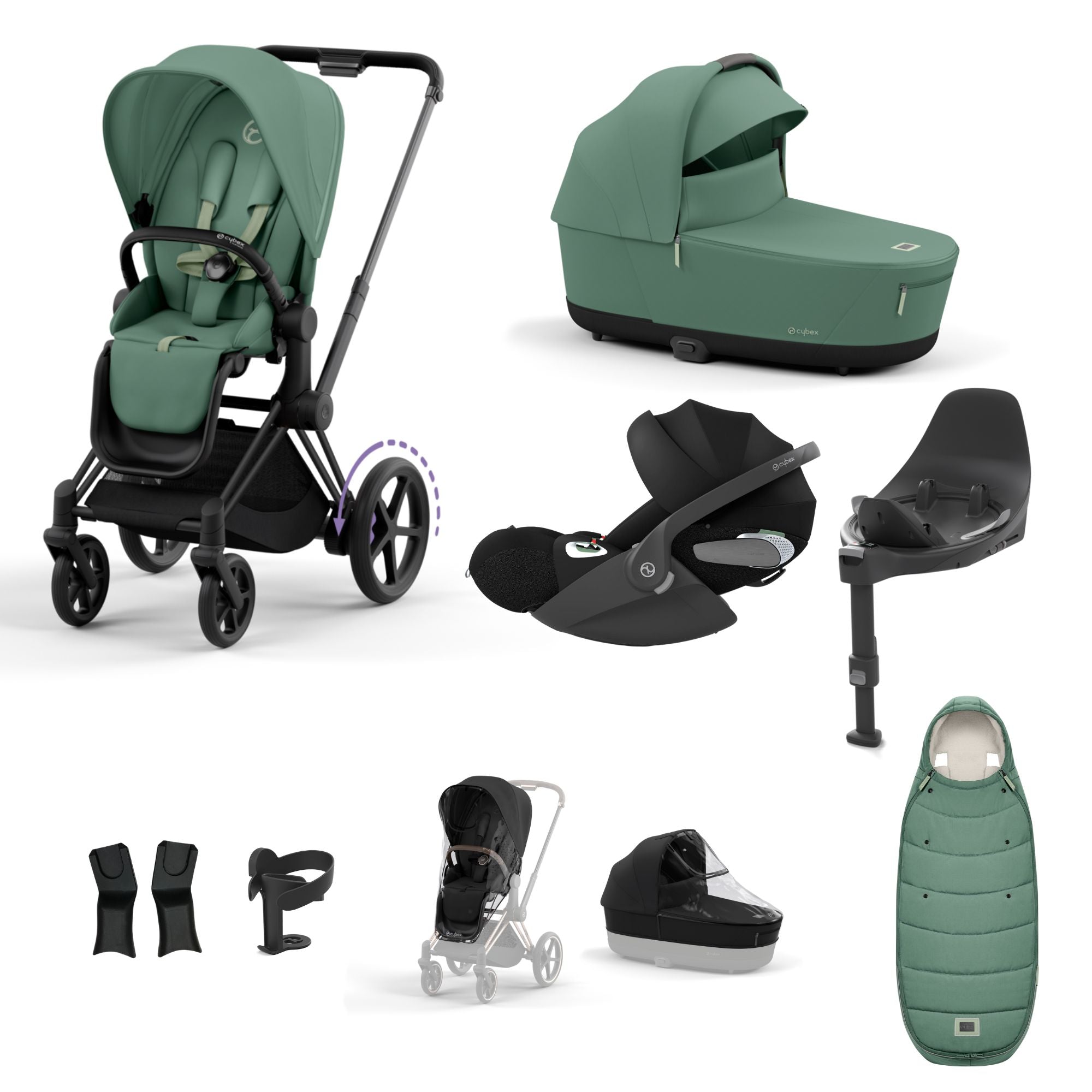 Cybex ePriam with Cloud T i-Size Travel System Bundle –  Leaf Green