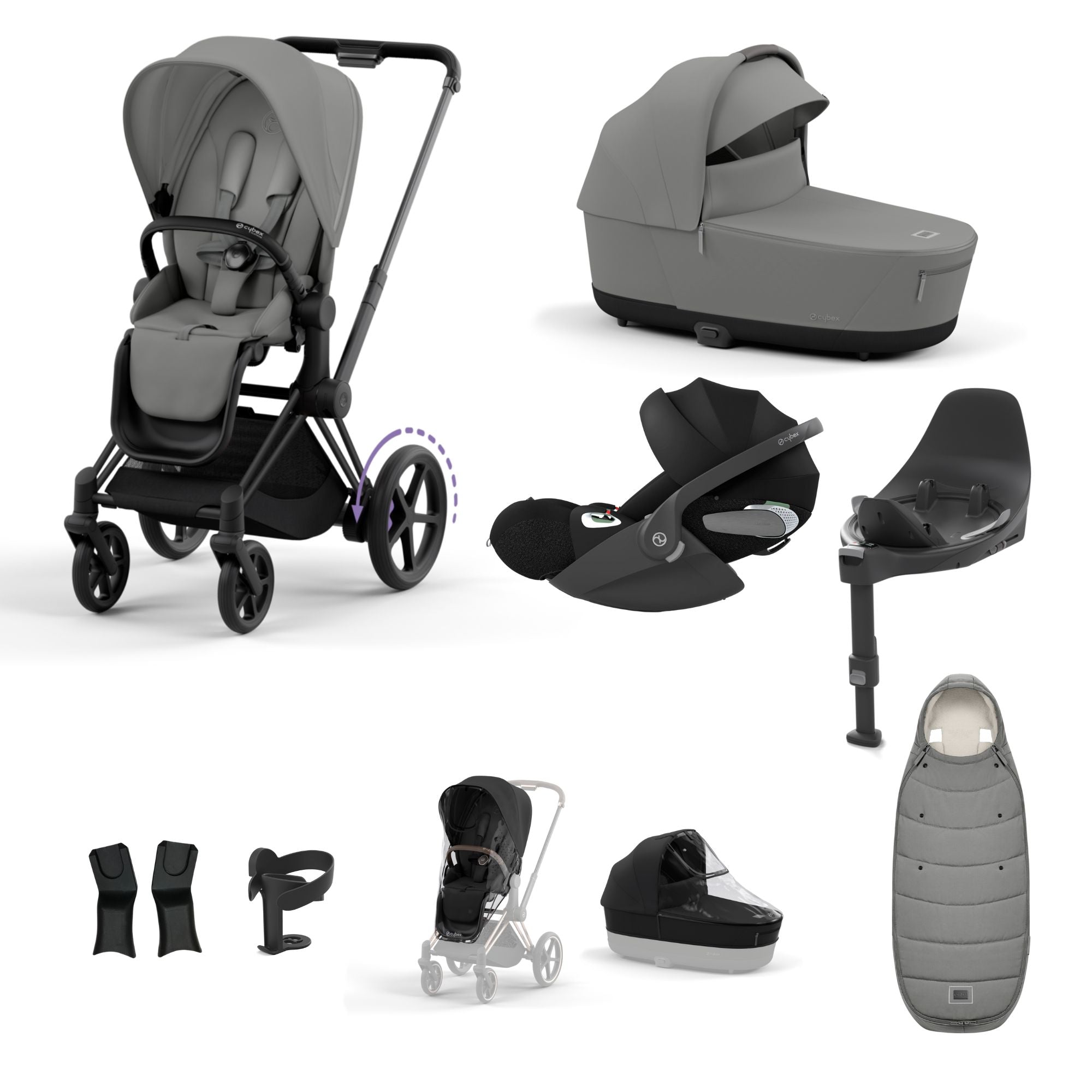 Cybex ePriam with Cloud T i-Size Travel System Bundle – Mirage Grey