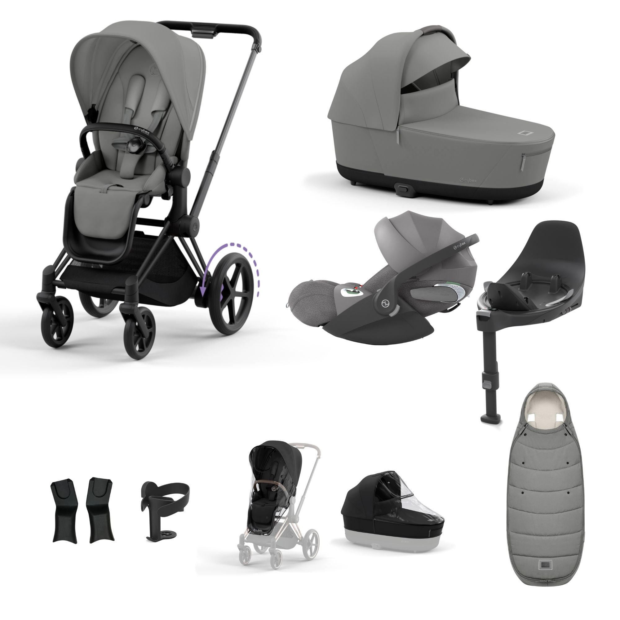 Cybex ePriam with Cloud T i-Size Travel System Bundle – Mirage Grey
