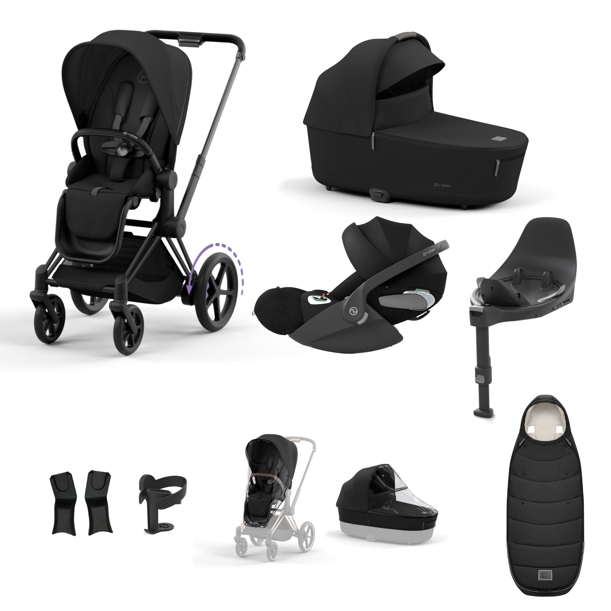 Cybex ePriam with Cloud T i-Size Travel System Bundle – Sepia Black