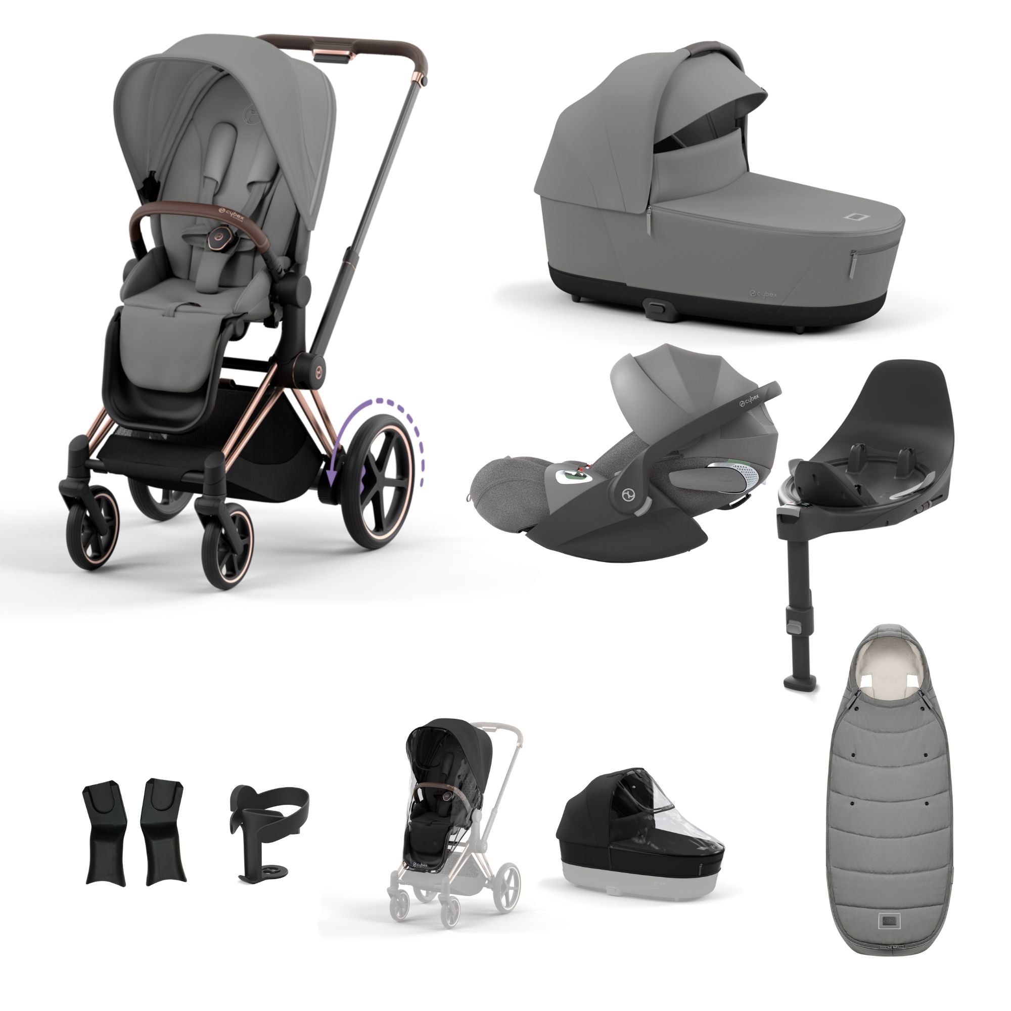 Cybex ePriam with Cloud T i-Size Travel System Bundle – Mirage Grey