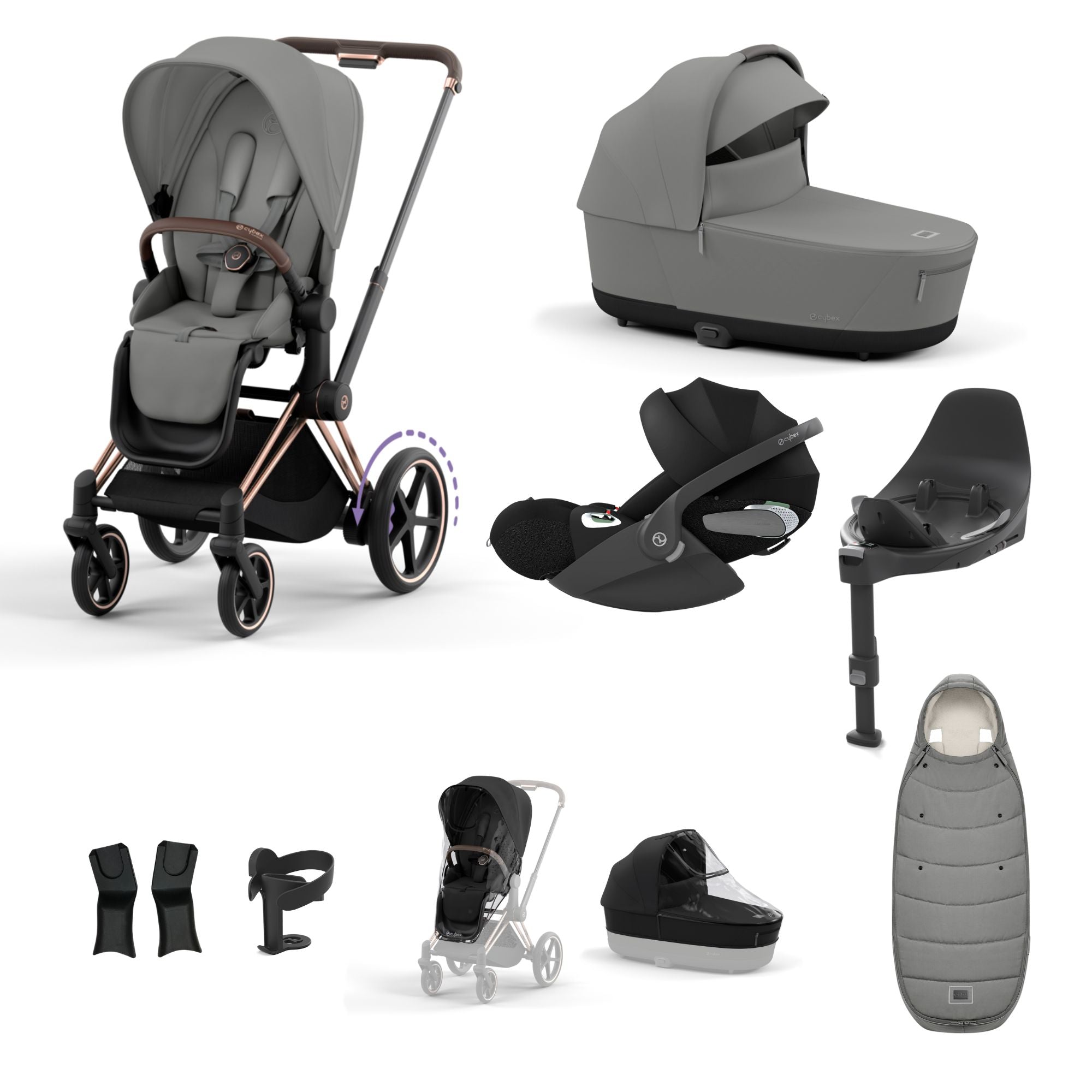 Cybex ePriam with Cloud T i-Size Travel System Bundle – Mirage Grey