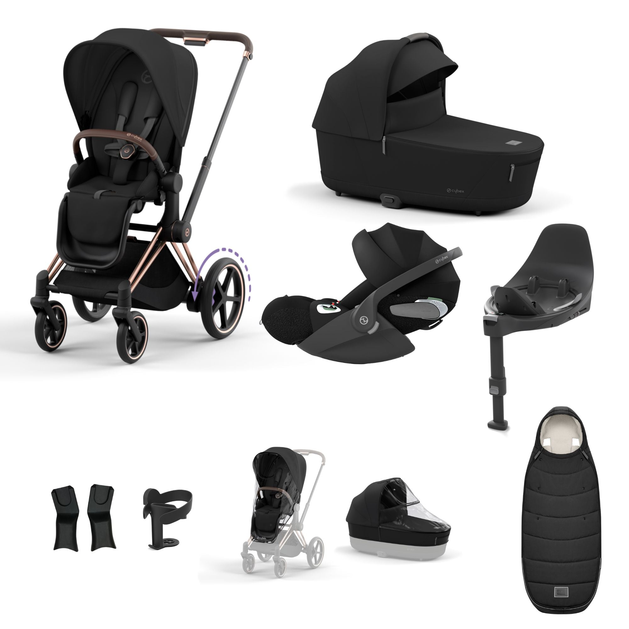Cybex ePriam with Cloud T i-Size Travel System Bundle – Sepia Black