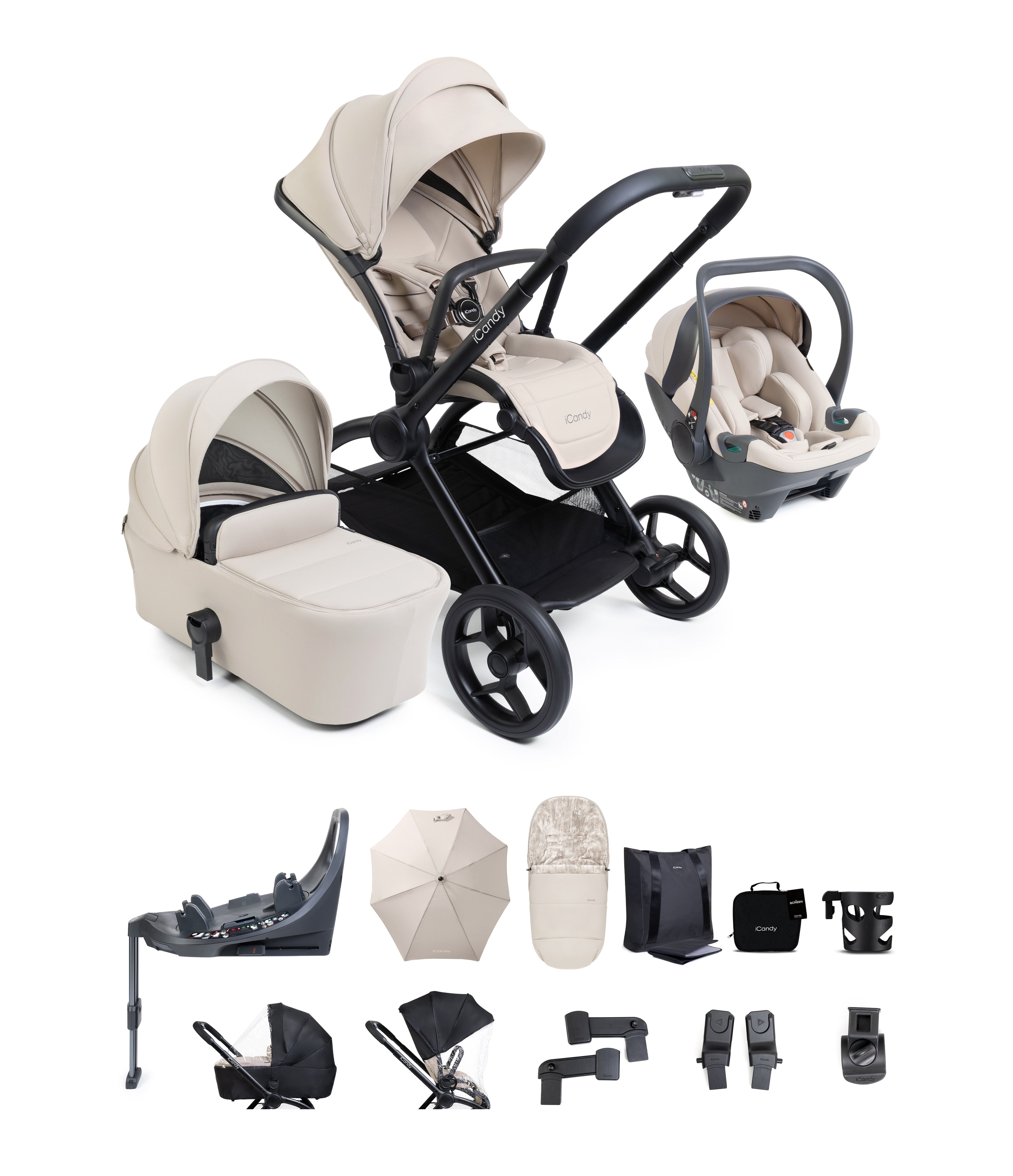 iCandy Core 2 Travel System with car seat in Sandstone