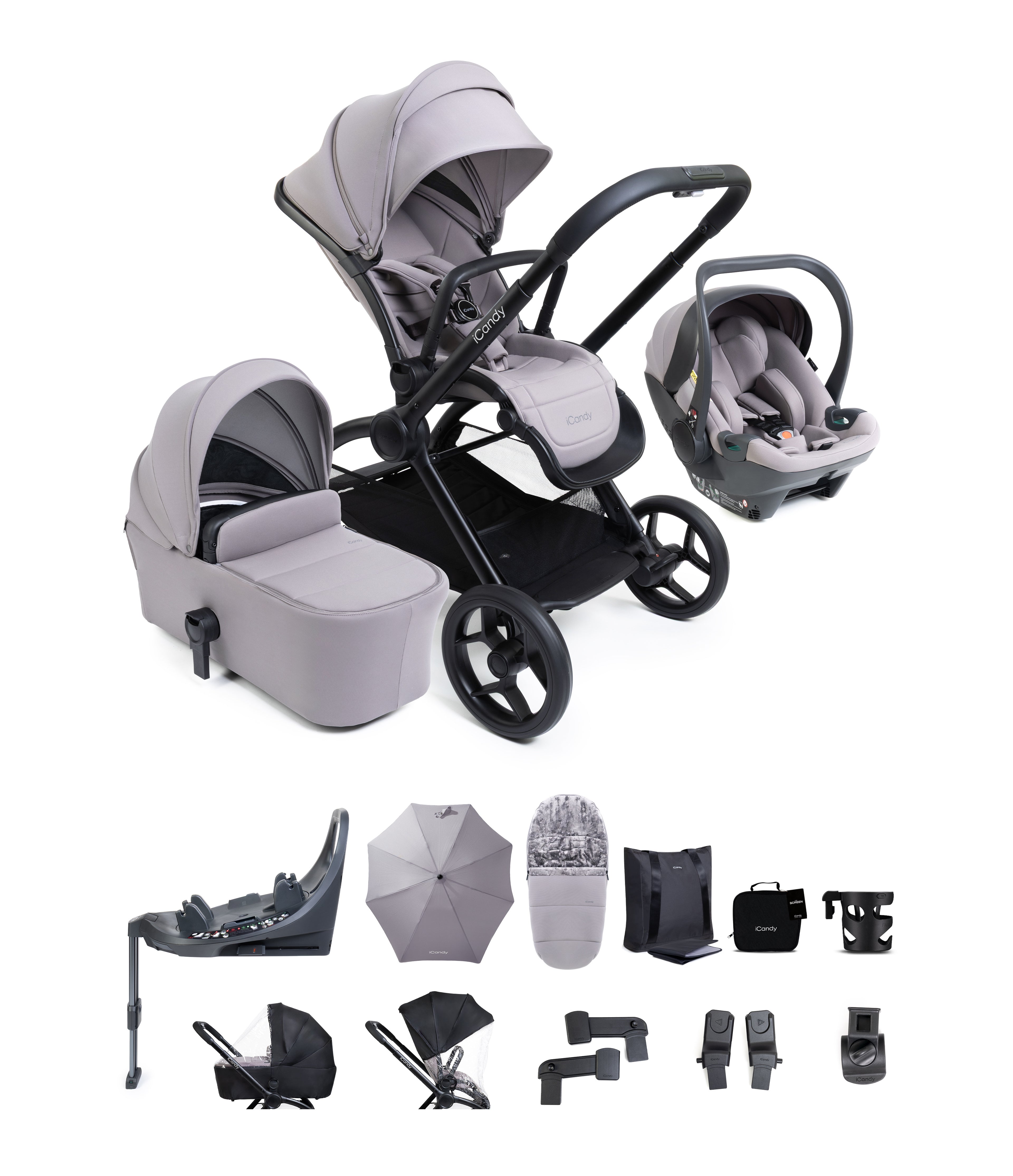 iCandy Core 2 Travel System with car seat in Storm Grey