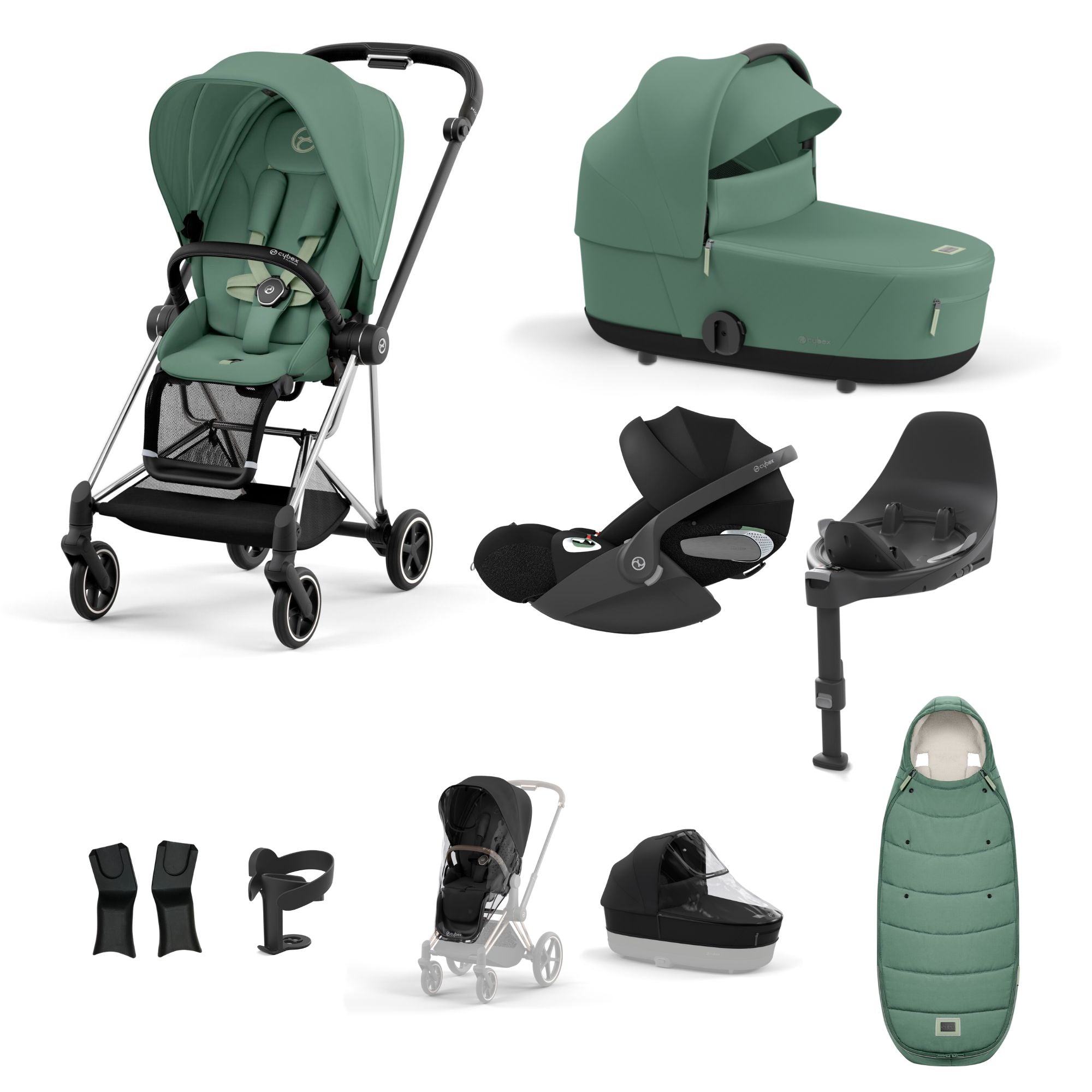 Cybex Mios with Cybex Cloud T i-size Travel System Bundle - Leaf Green