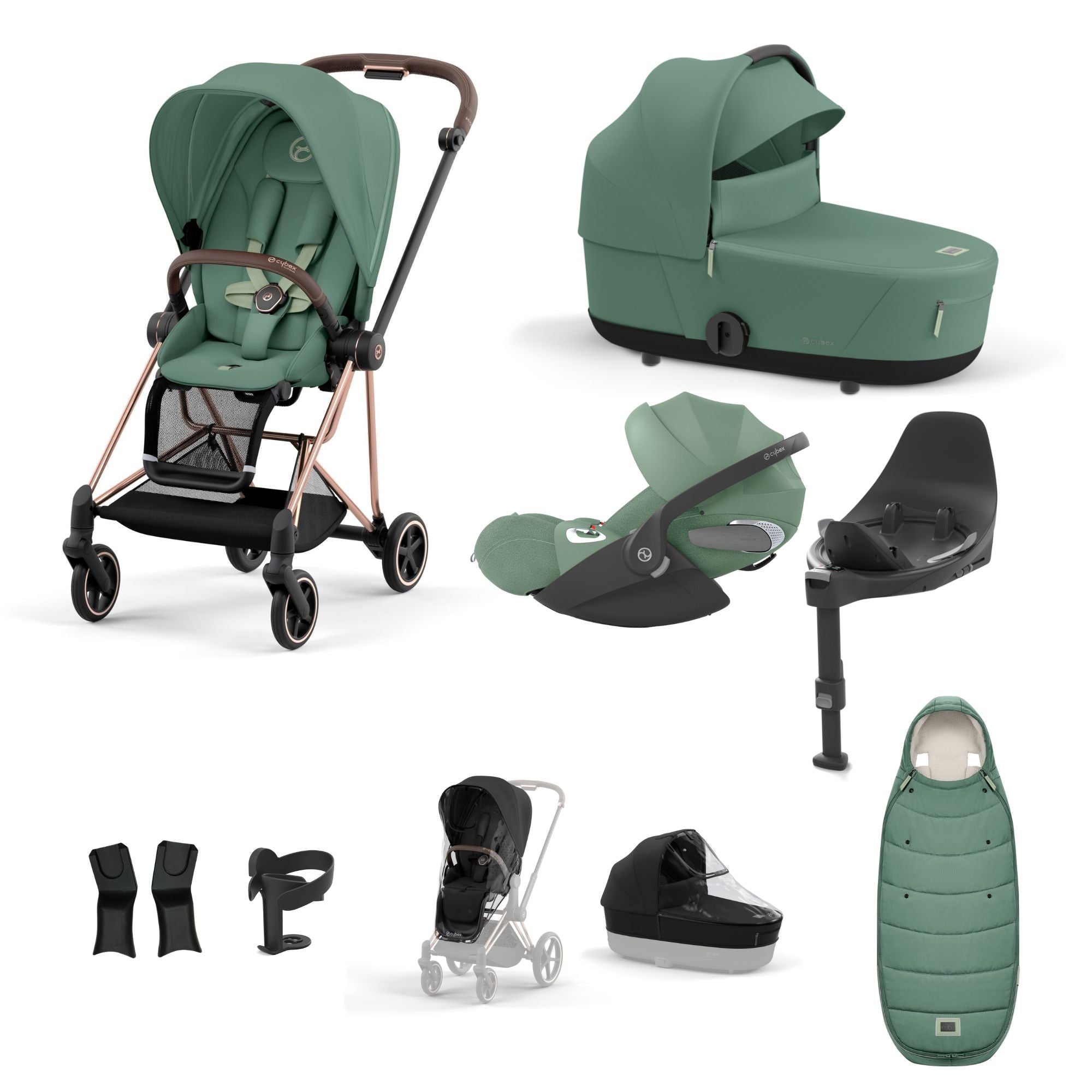 Cybex Mios with Cybex Cloud T i-size Travel System Bundle - Leaf Green