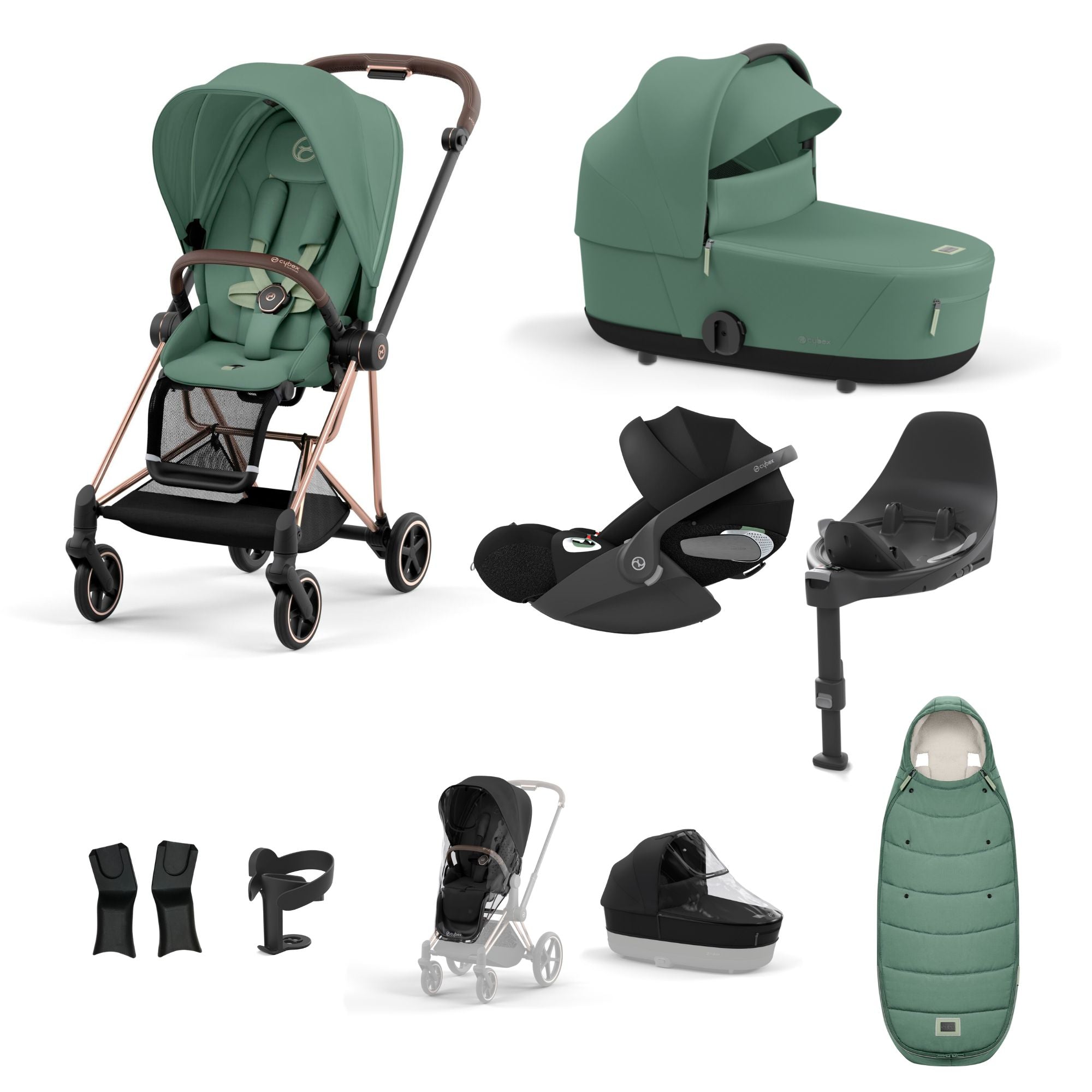 Cybex Mios with Cybex Cloud T i-size Travel System Bundle - Leaf Green