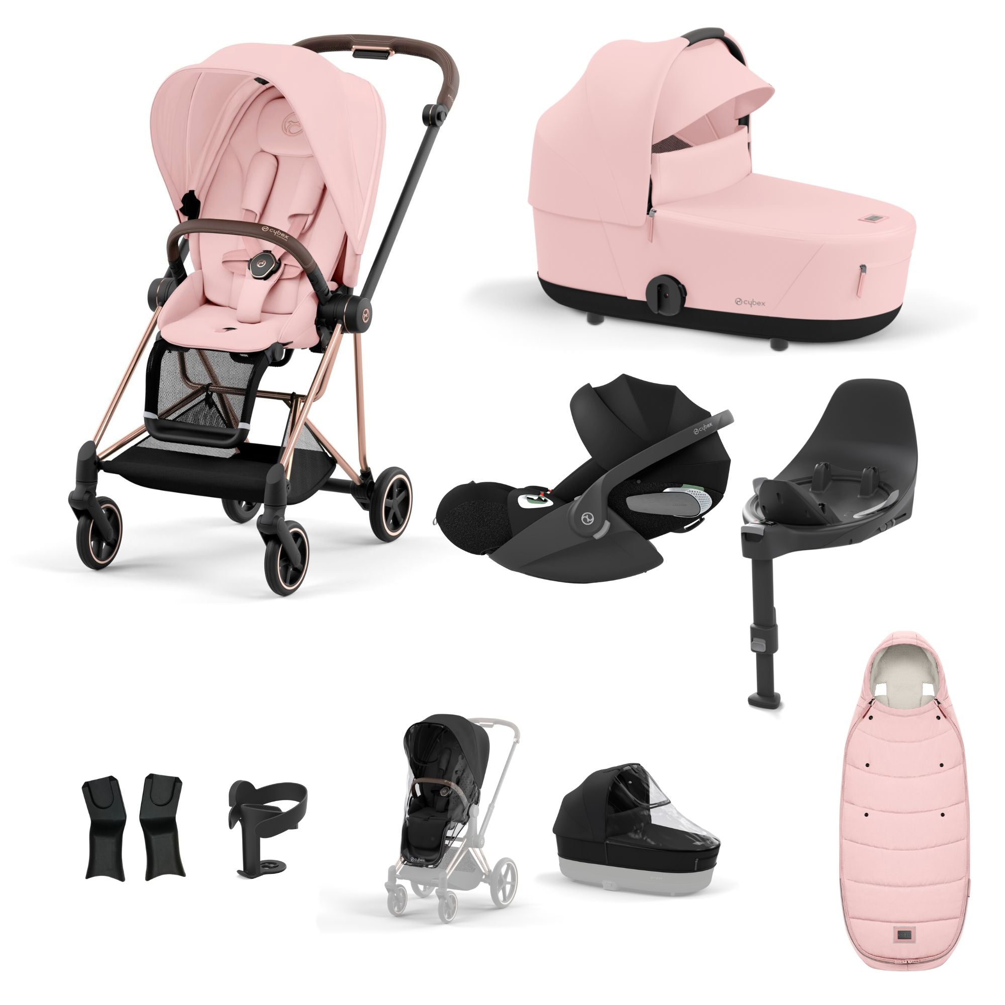 Cybex Mios with Cybex Cloud T i-size Travel System Bundle - Peach Pink