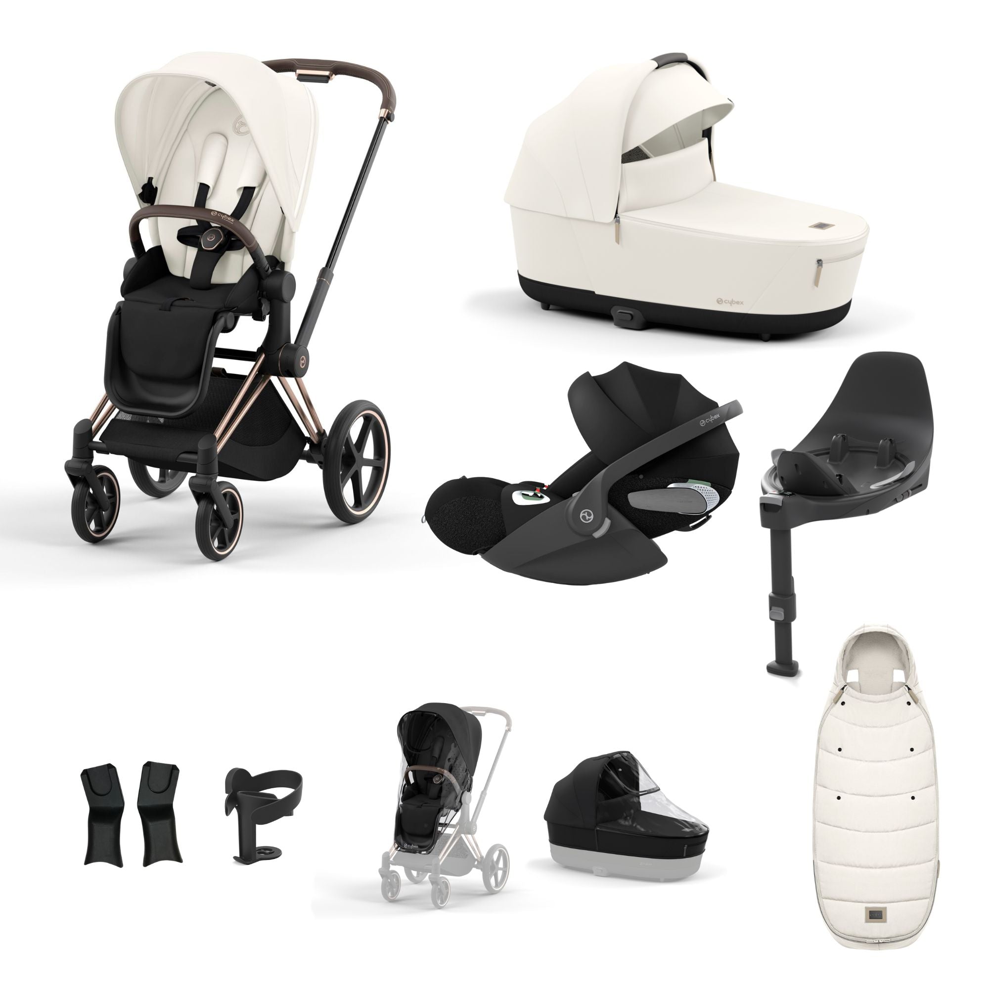 Cybex PRIAM with Cloud T i-Size Travel System Bundle –  Off White
