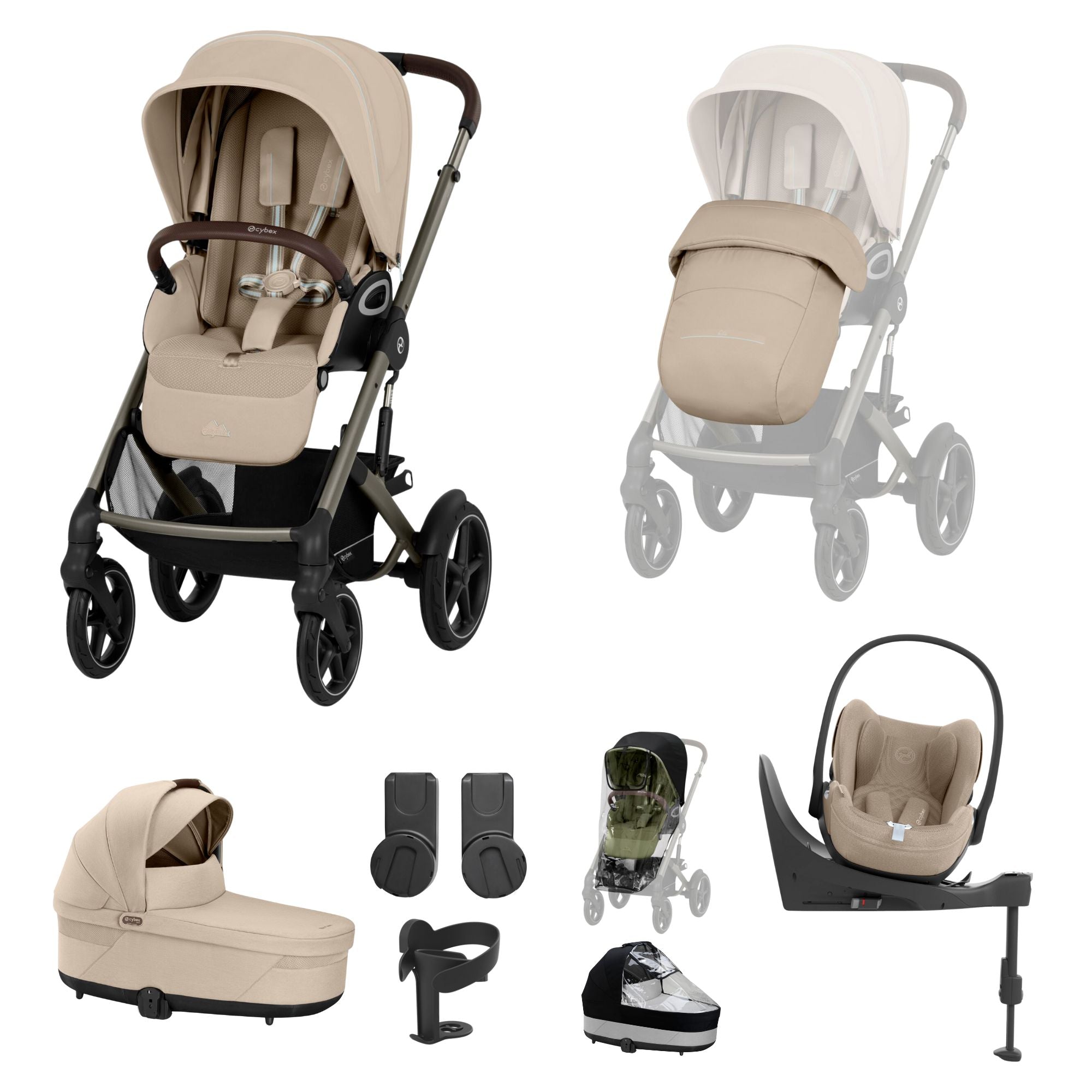 Cybex Talos S Lux 10 piece bundle in Almond Beige with Cloud T Plus and base