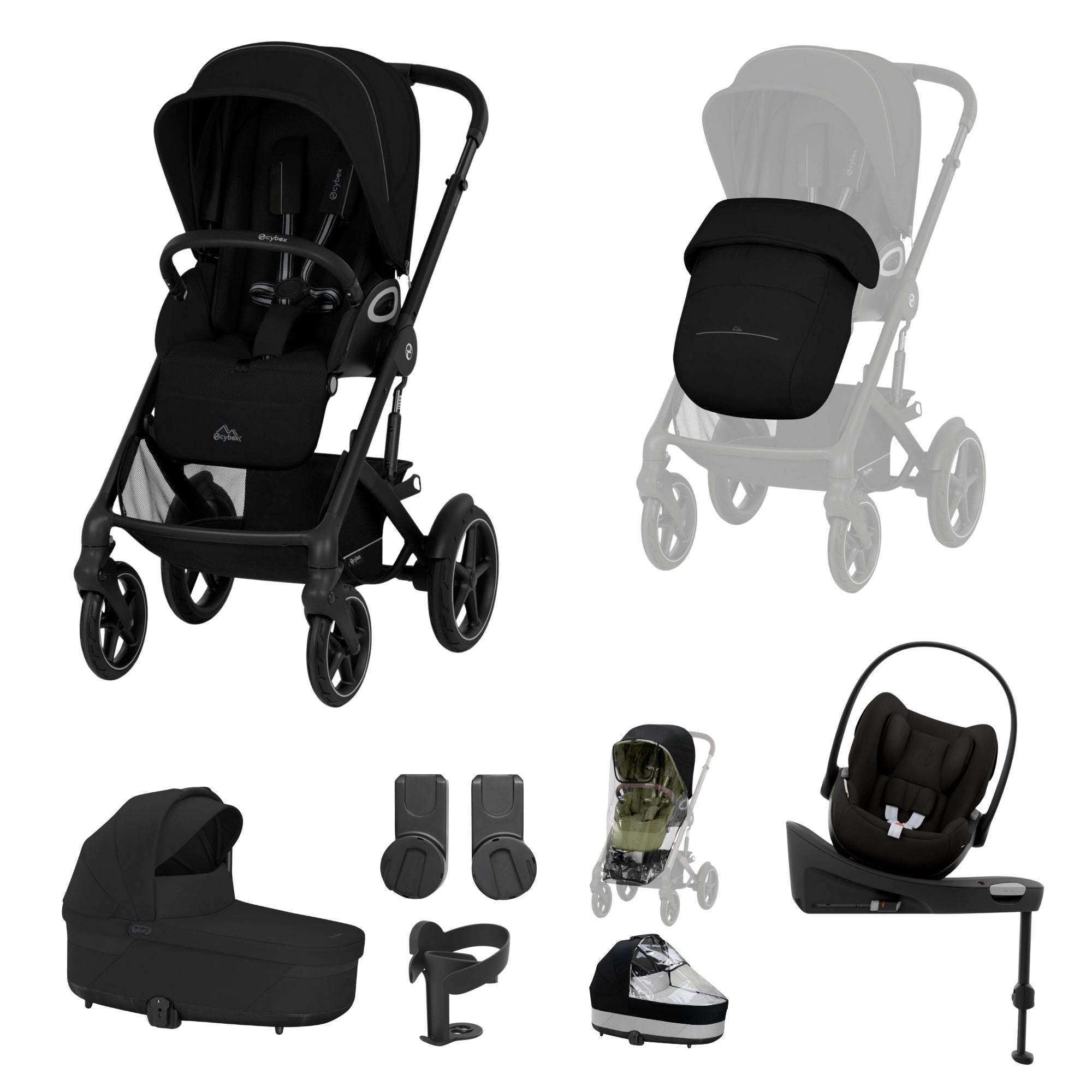 Cybex Talos S Lux 10 piece bundle in Moon Black with Cloud G and base