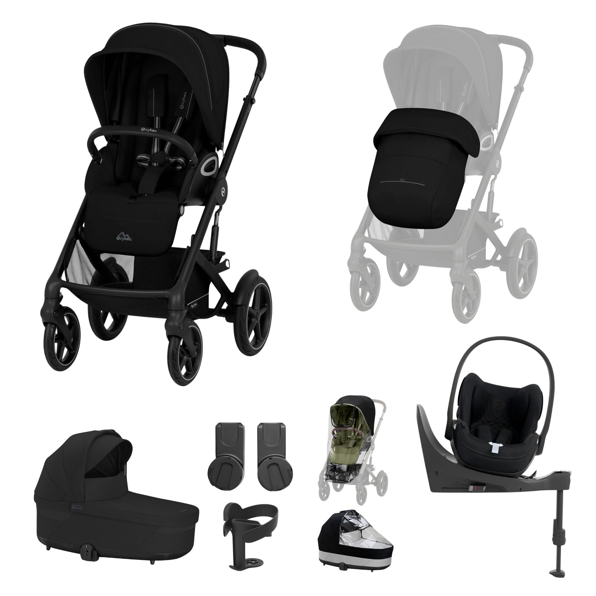 Cybex Talos S Lux 10 piece bundle in Moon Black with Cloud T and base