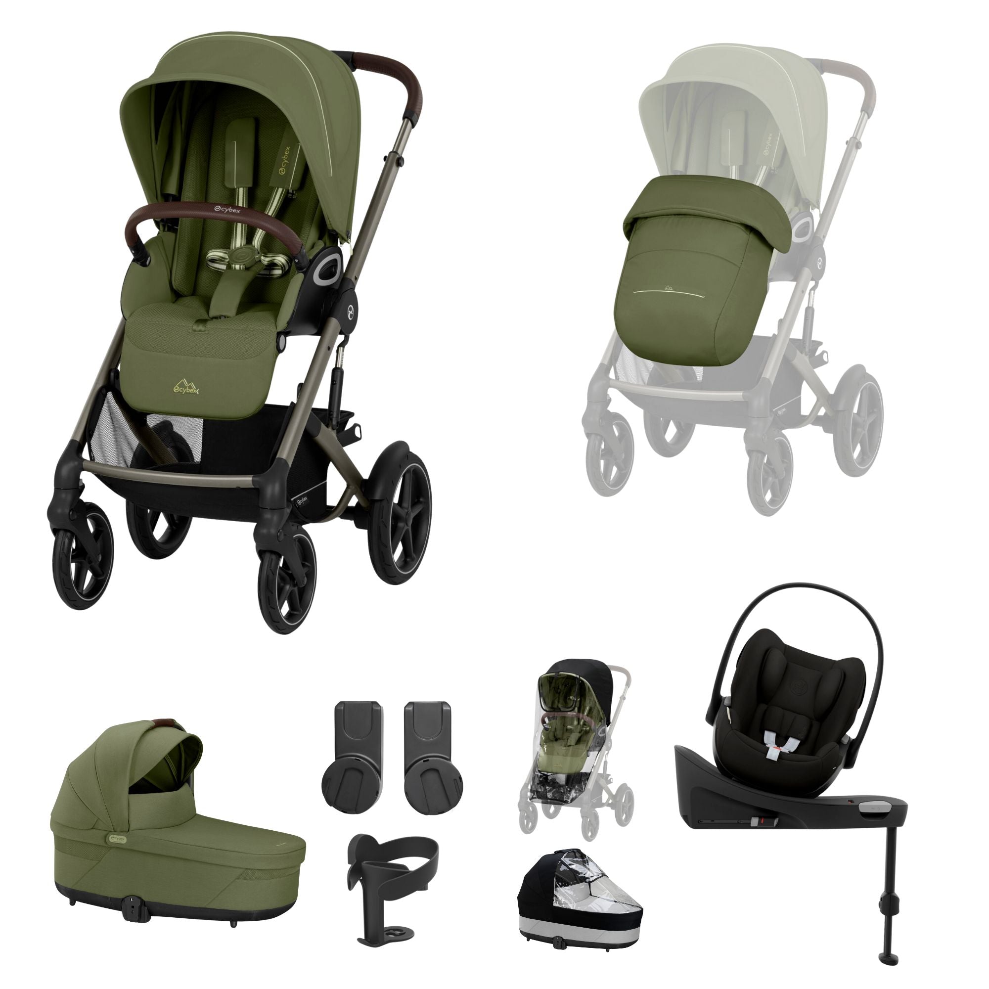 Cybex Talos S Lux 10 piece bundle in Moss Green with Cloud G Plus and base