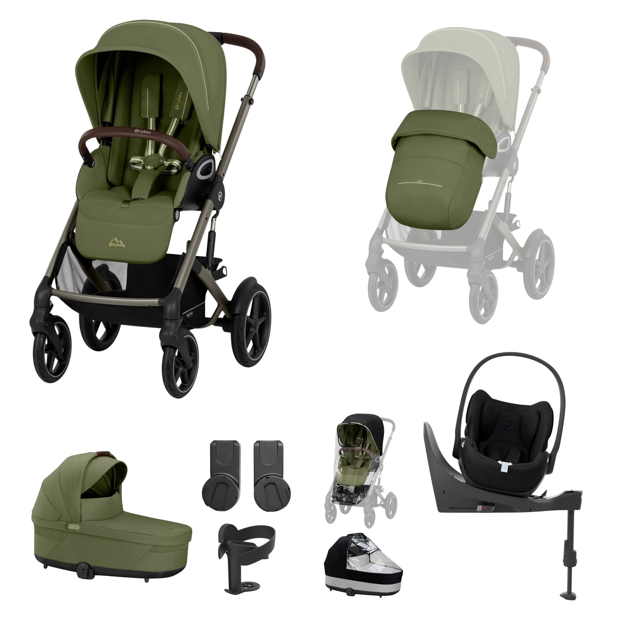 Cybex Talos S Lux 10 piece bundle in Moss Green with Cloud T and base