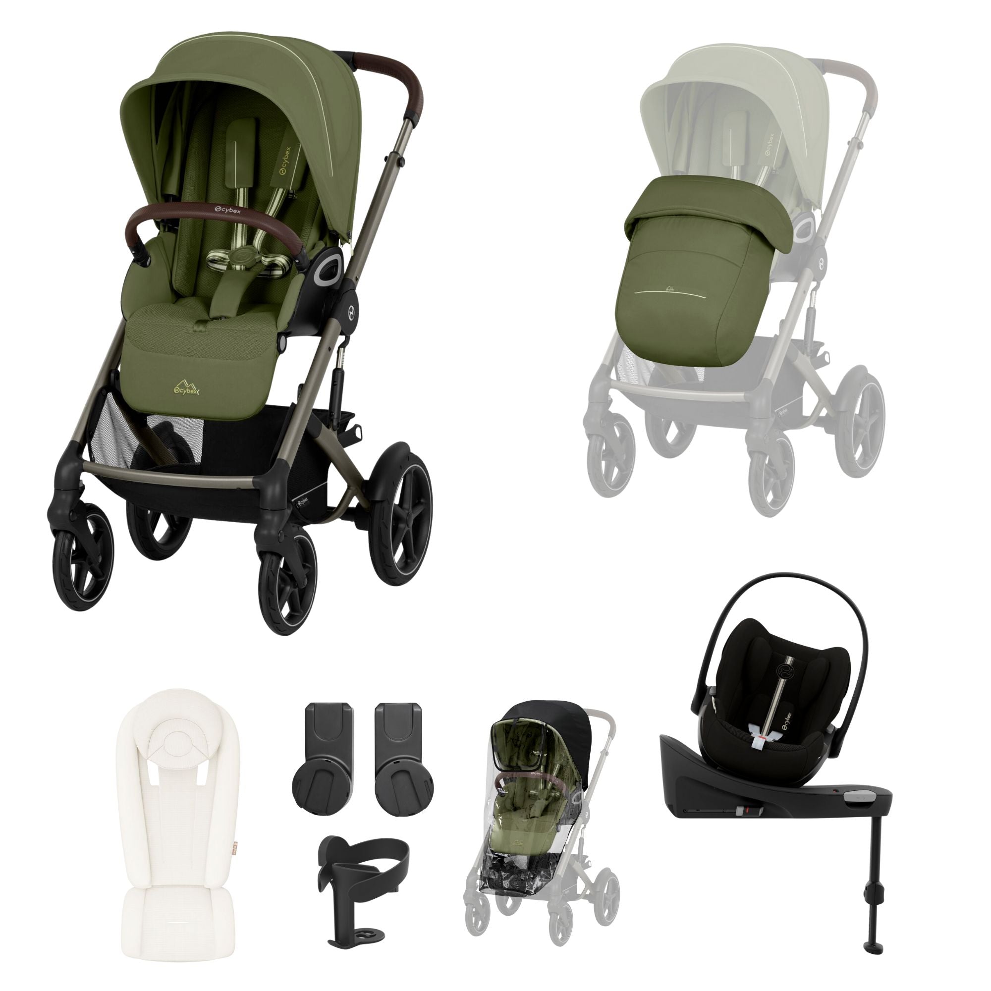 Cybex Talos S Lux 9 piece bundle in Moss Green with Cloud G Plus and Base