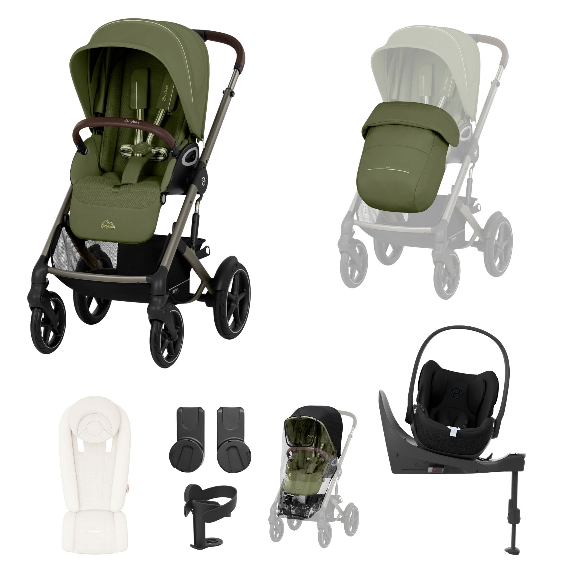 Cybex Talos S Lux 9 piece bundle in Moss Green with Cloud T and Base