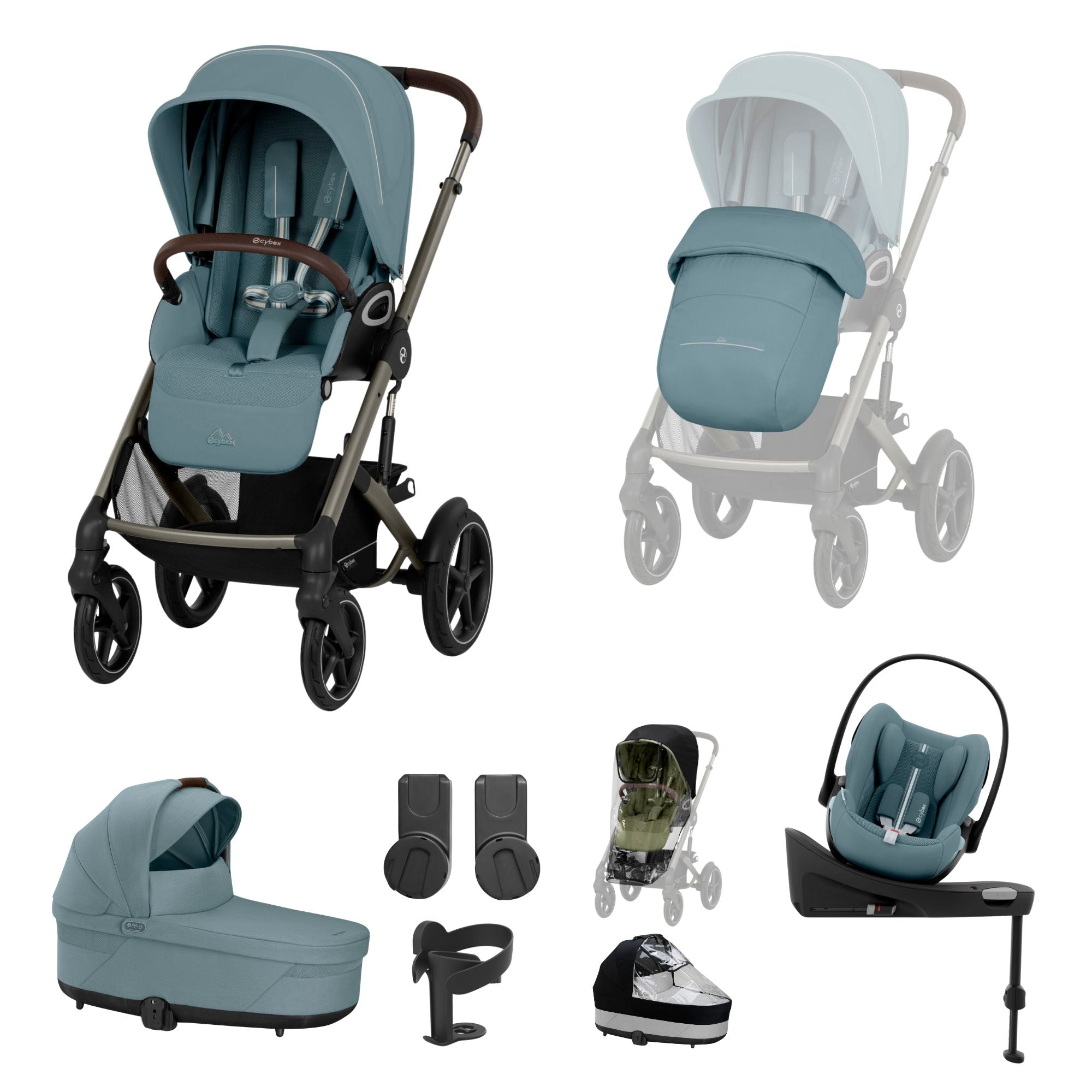 Cybex Talos S Lux 10 piece bundle in Stormy Blue with Cloud G Plus and base