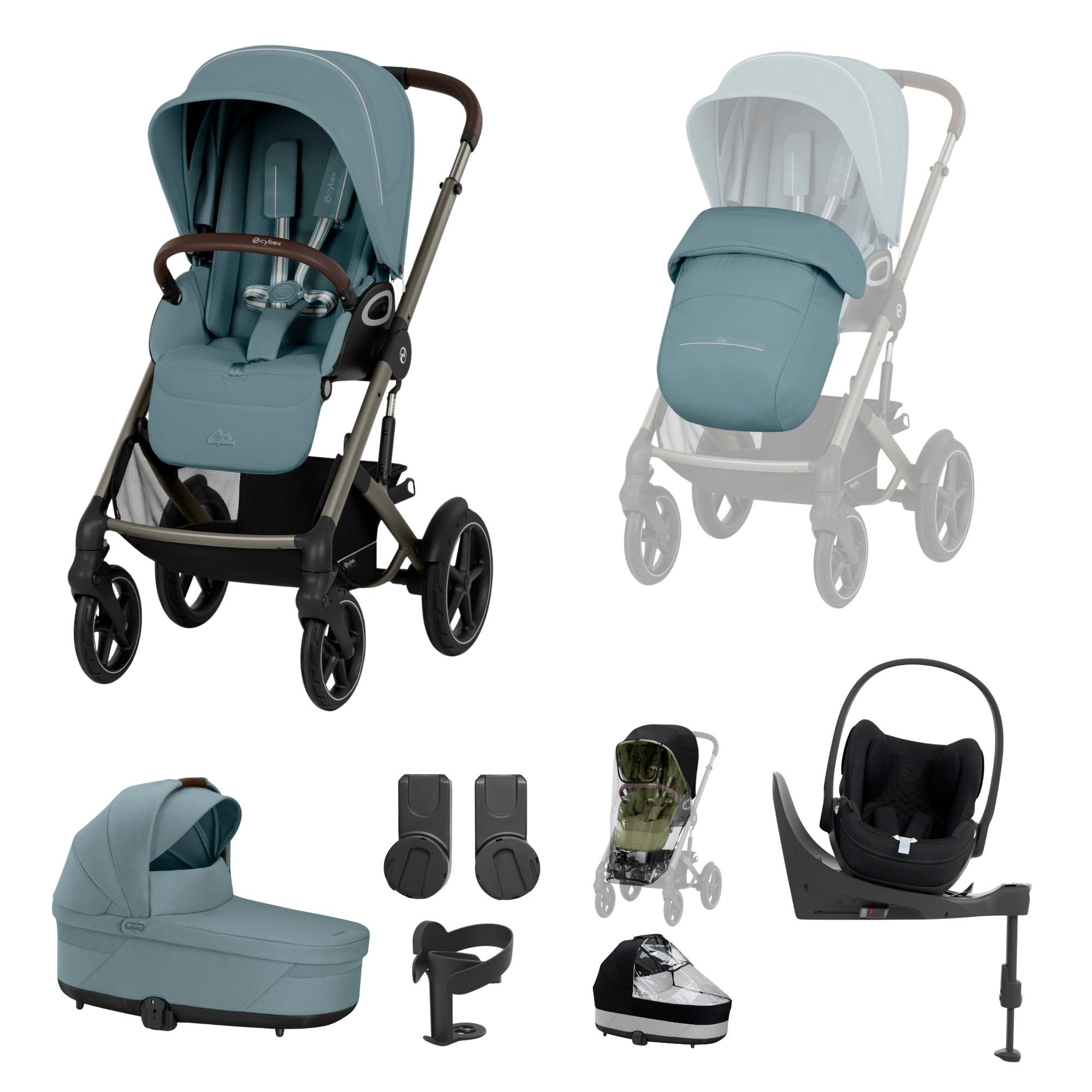 Cybex Talos S Lux 10 piece bundle in Stormy Blue with Cloud T Plus and base