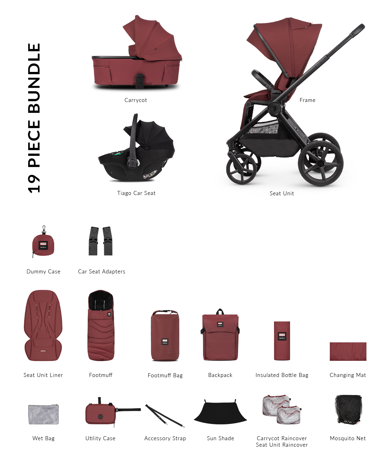 Hunter x Venicci Upline 3 Pram - 3in1 - Red