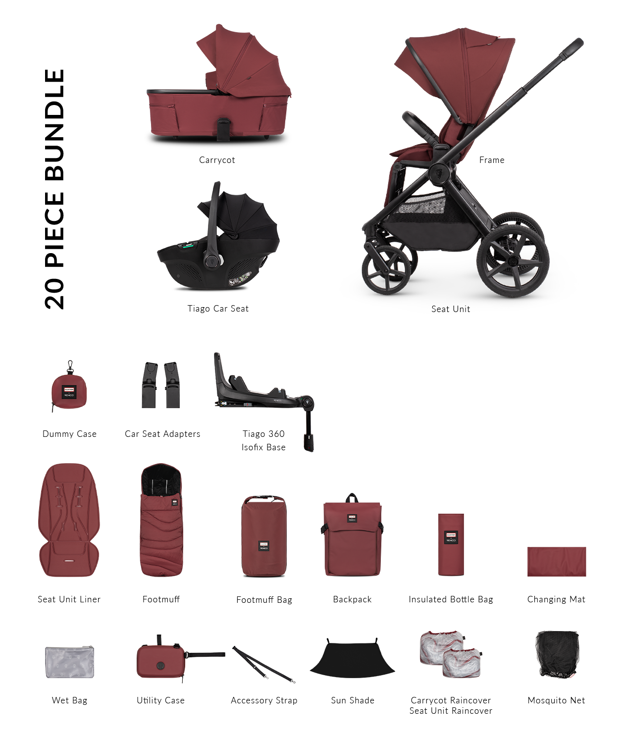 Hunter x Venicci Upline 3 Pram - 4in1 - Red